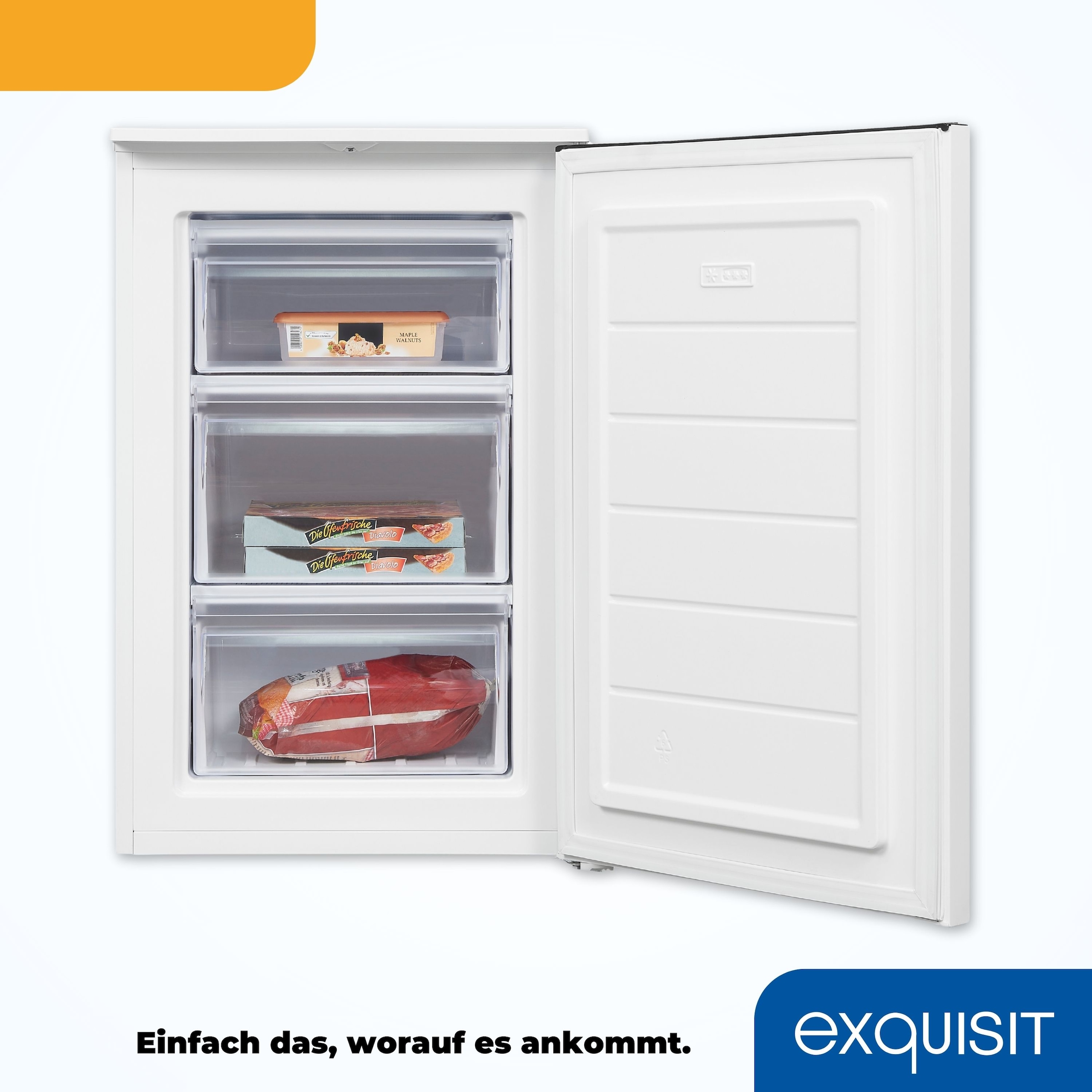 exquisit Gefrierschrank »GS81-040D weiss«, 85 cm hoch, 55 cm breit, 87 Liter Nutzinhalt, Flexibler Türanschlag, 4 Sterne Gefrieren