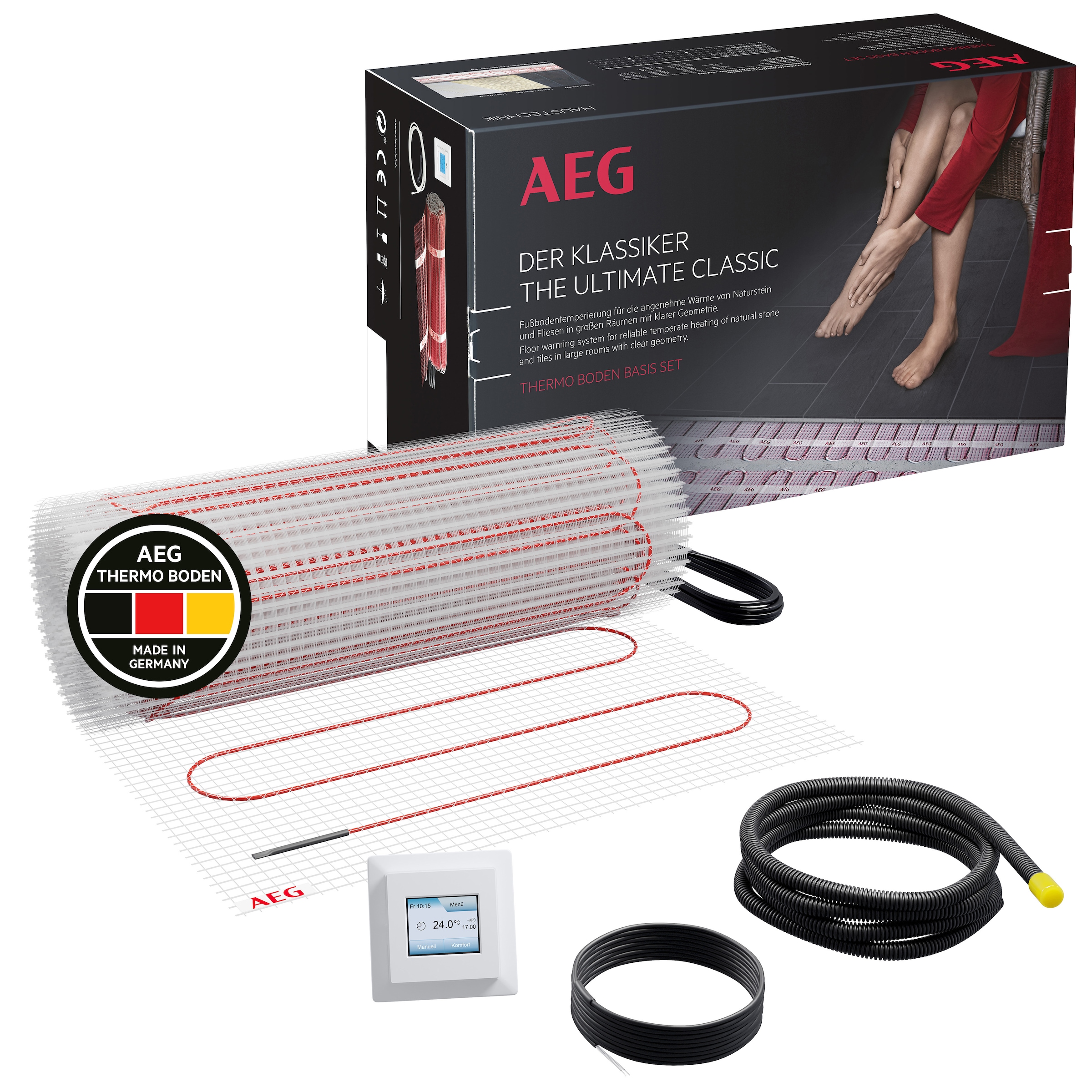 AEG Haustechnik Fußbodenheizung »Basis Thermo Boden »TBS TB 160/6 Set Plus«« Elektrische Fußbodenheizung, Komplettset 6 m², 160 W/m²