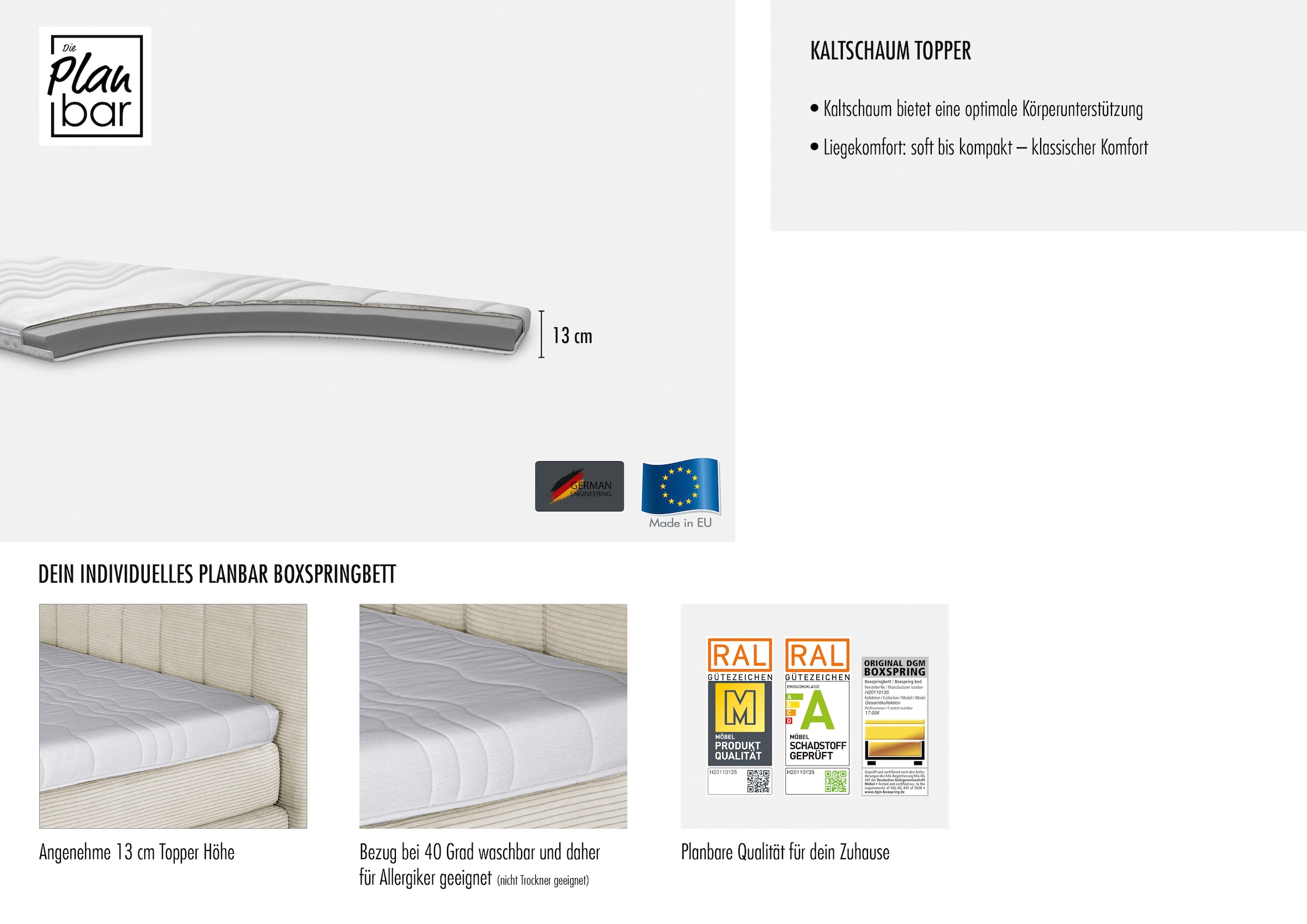 Die PlanBar Boxspringbett »OC-ON21088« inkl. Matratzen u. Bonellfederkern Unterbau, Stauraum, 160/180x200cm