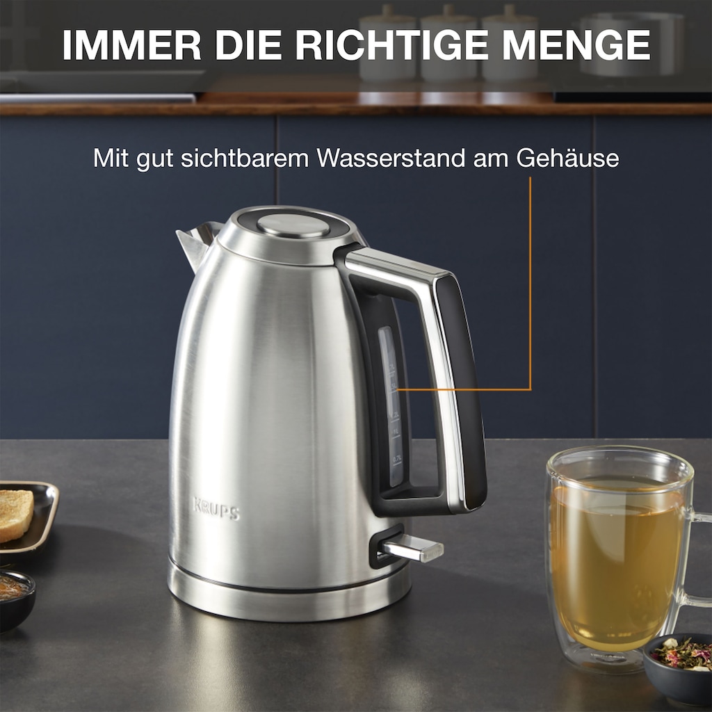 Krups Wasserkocher »BW552D Excellence«, 1,7 l, 2400 W, Auto Shut-Off, 360° drehbarer Sockel, Wasserstand am Griff