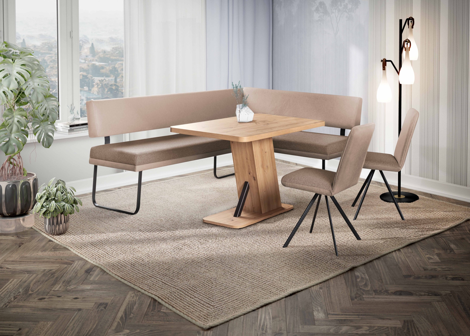 OTTO home Eckbank »Gabi Esszimmerbank, Bank, Küchenbank, Polsterbank« Gestell aus matt-schwarzem Flachmetall, stabil, 2-Stoff-Design