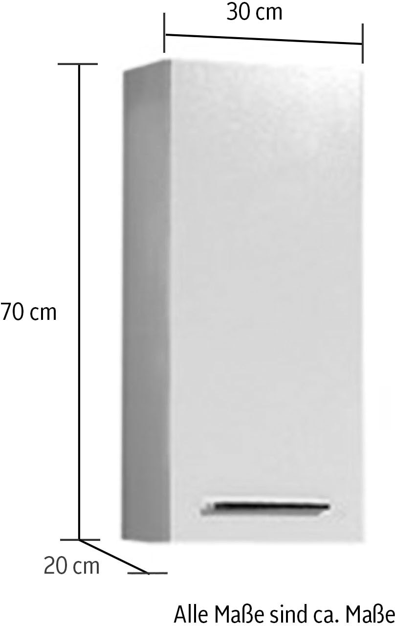 Saphir Hängeschrank »Quickset 335 Wand-Badschrank 30 cm breit mit 1 Tür und 2 Einlegeböden« Badezimmer-Hängeschrank inkl. Türdämpfer, Griffe in Chrom Glanz