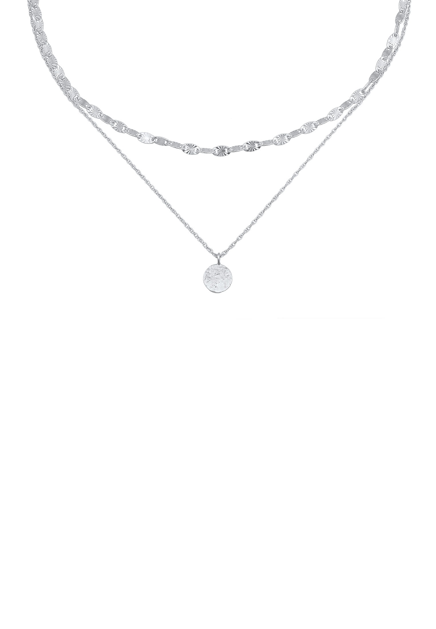 Elli Kette ohne Anhänger »Halskette Choker Layer Vintage Plättchen Anhänger 925 Silber«