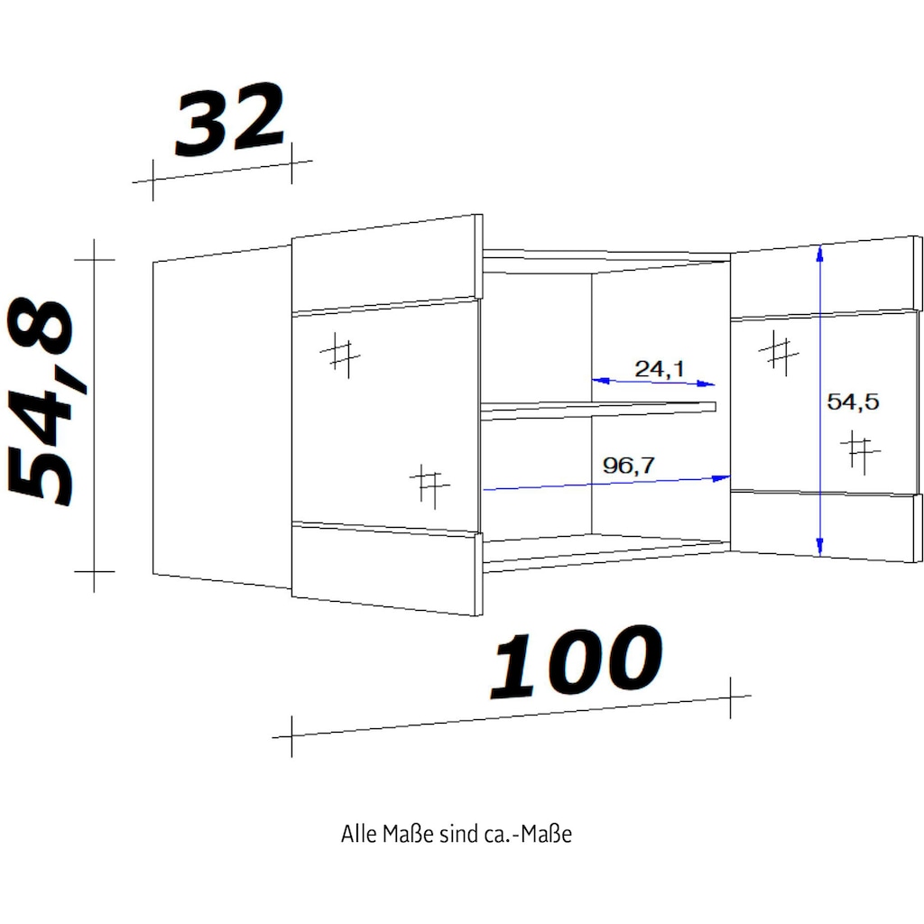 Flex-Well Glashängeschrank »Riva«, (B x H x T) 100 x 54,8 x 32 cm, mit Stollenglastüren