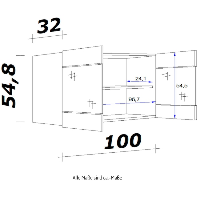 Flex-Well Glashängeschrank »Samoa«, (B x H x T) 100 x 54,8 x 32 cm, mit  Stollenglastüren auf Rechnung bestellen