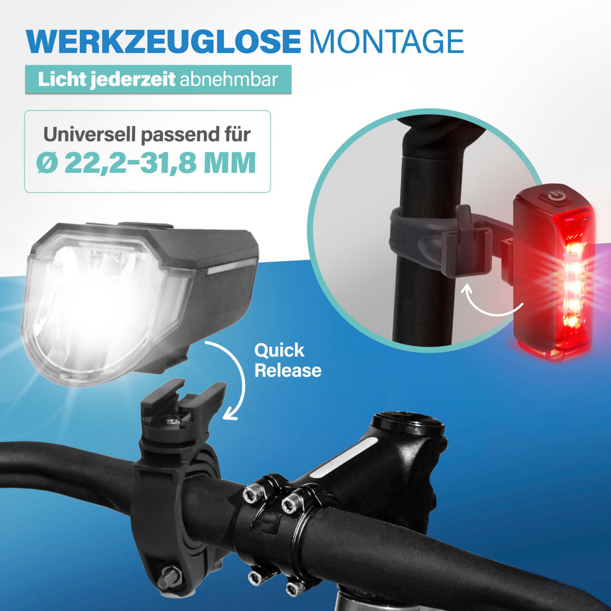 FISCHER Fahrrad Fahrradbeleuchtung »Akku Bel.-Set TWIN-80/40/20/Sensor 2.0«