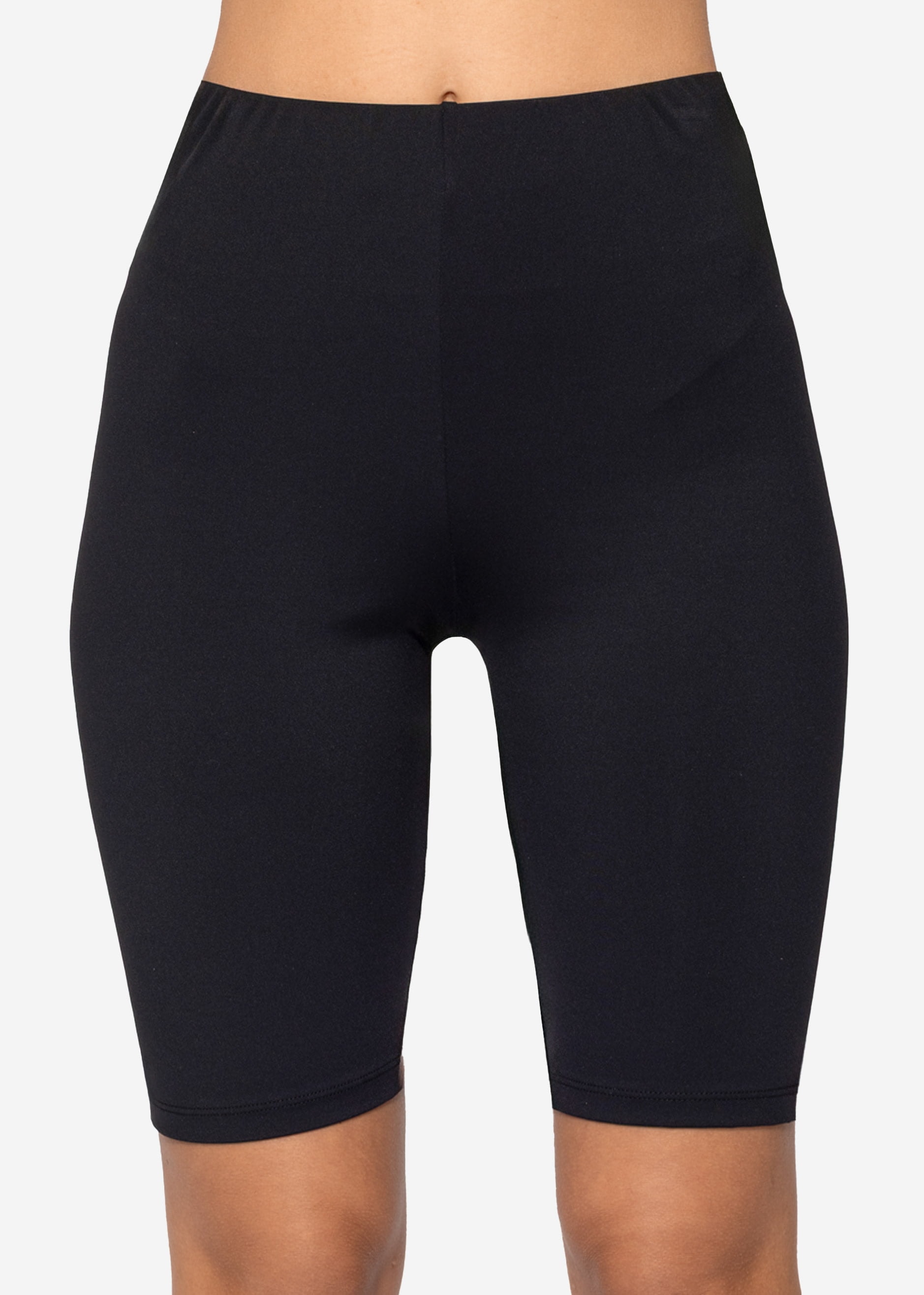 SASSYCLASSY Radlerhose »Sport Radler Hose«  Atmungsaktive Shorts Elastische Sportshorts Leo Print Schwarz