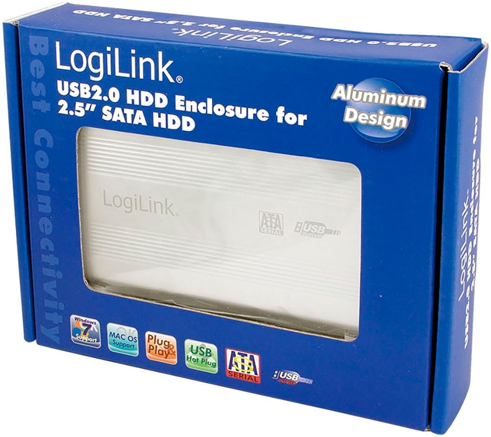 LogiLink HDD-Festplatte »USB 2.0 Gehäuse für 2,5 Zoll SATA HDD«, 2,5 Zoll, Anschluss USB 2.0