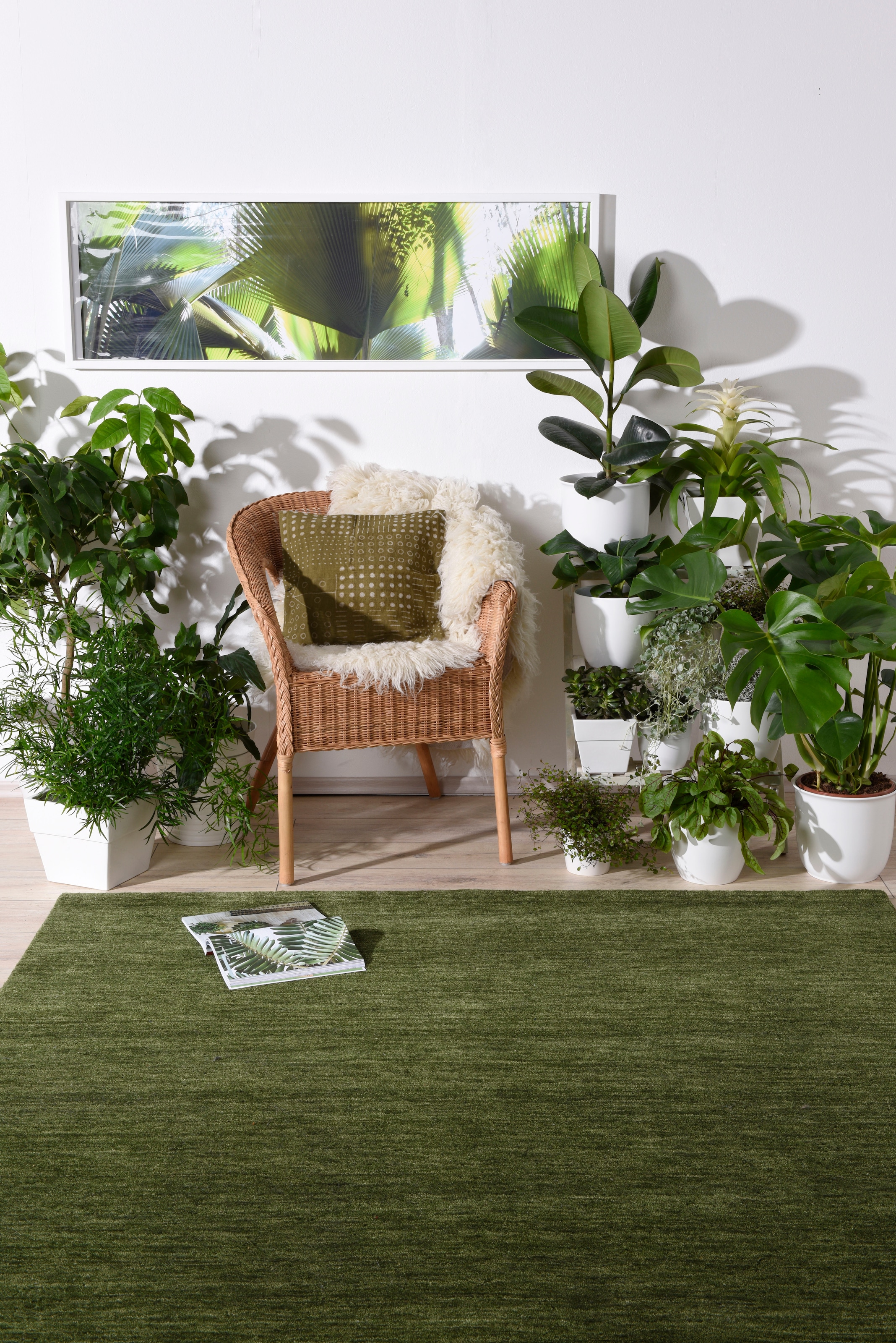 THEKO Wollteppich »Haltu Uni« rechteckig 17 mm Höhe Handweb Teppich, reine Wolle, Uni-Farben, meliert, handgewebt