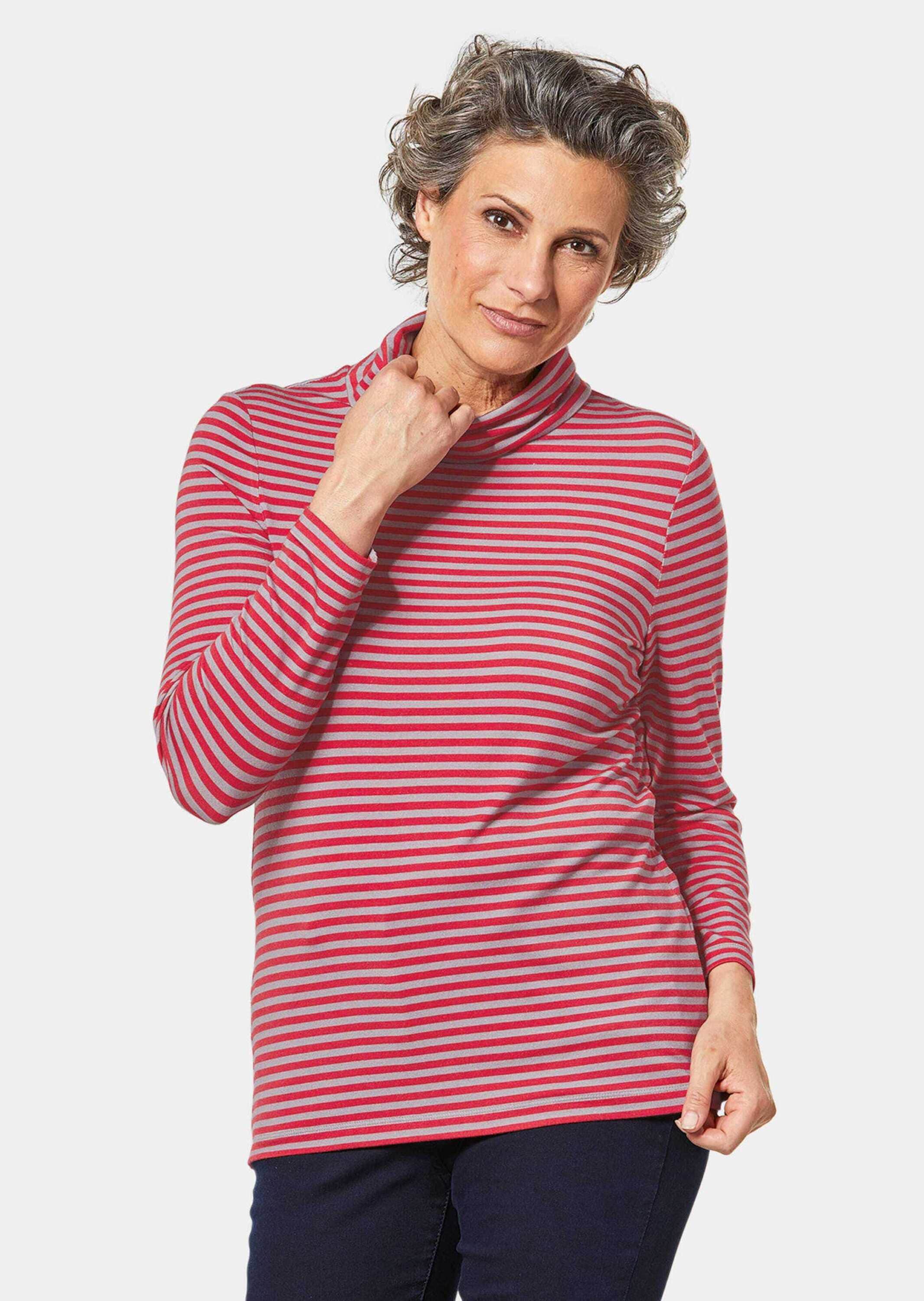 GOLDNER Longpullover »Shirt Hautsympathisches Ringelshirt mit Rollkragen«