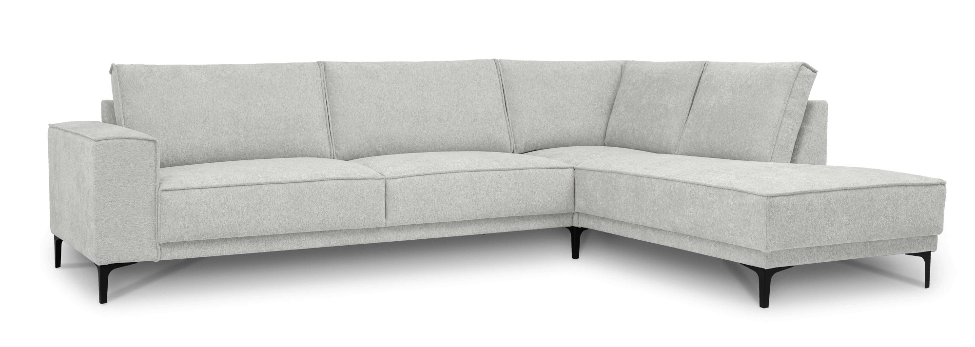 Places of Style Ecksofa »Polsterecke Oland, Struktur, Flachgewebe, Luxus-Microfaser, Boucle«, L-Form, 289 cm, Wellenunterfederung, Skandi-Design, Metallfüße