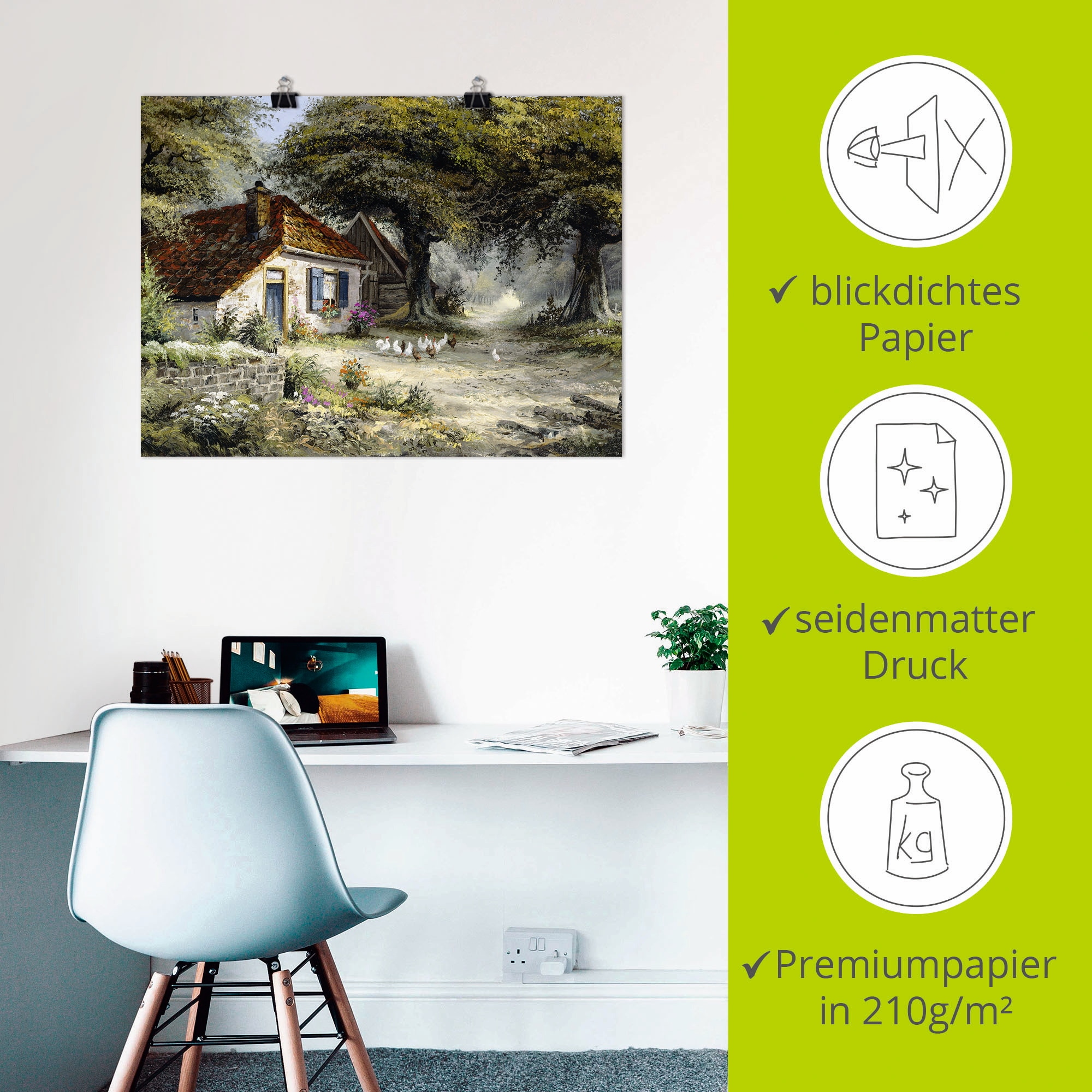 Artland Wandbild »Märchenhaftes Ferienhaus« Garten 1 Stk. tlg. als Leinwandbild, Poster in verschied. Größen