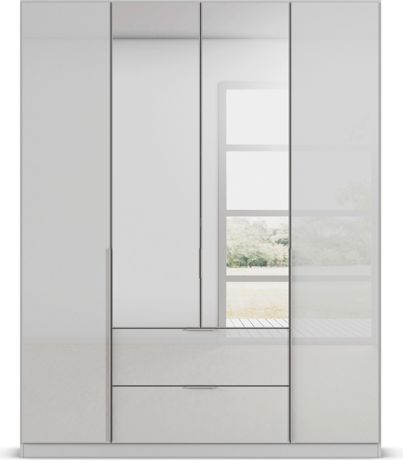 rauch Drehtürenschrank »Kleiderschrank Kleiderschränke Schrank Garderobe AGORDO mit Glasfront«, (in zwei Griff-Farben, Breiten 91-360 cm), mit Außenschubkästen, in 7 Breiten und 2 Höhen MADE IN GERMANY