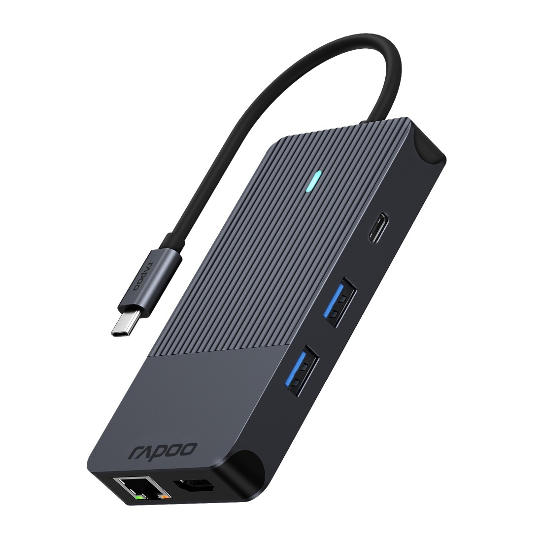 Rapoo USB-Adapter »UCM-2005 USB-C Multiport Adapter, 10in1, Grau«, USB-C zu 2x HDMI-USB 3.0 Typ A-RJ-45 (Ethernet)-SD-Card-MicroSD-Card-3,5-mm-Klinke, 18 cm