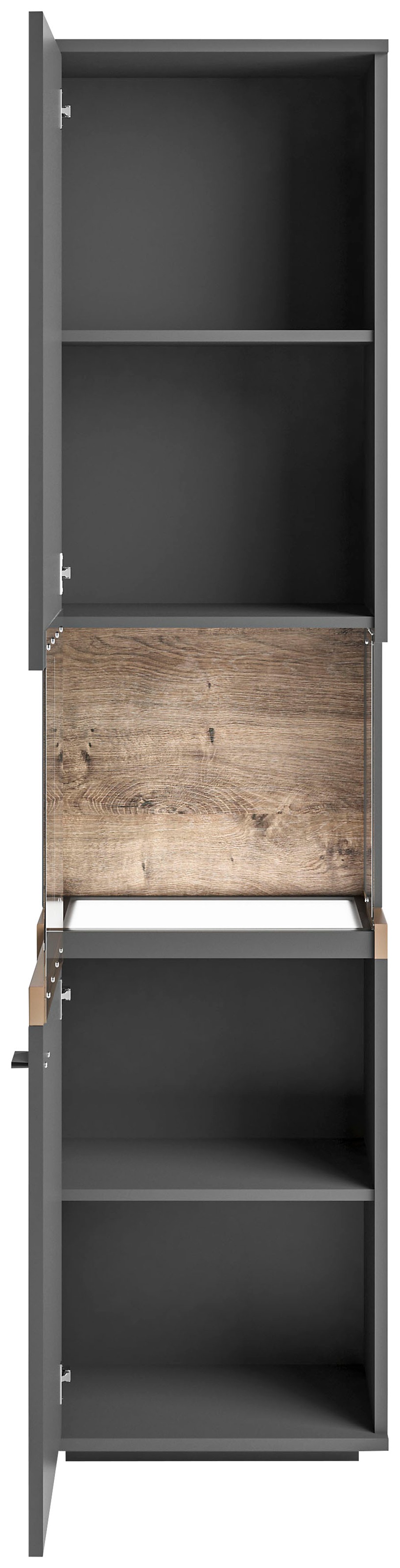 set one by Musterring Glasvitrine »Lancaster« Farben weiß oder grau mit Eicheabsetzung, mit LED-Beleuchtung