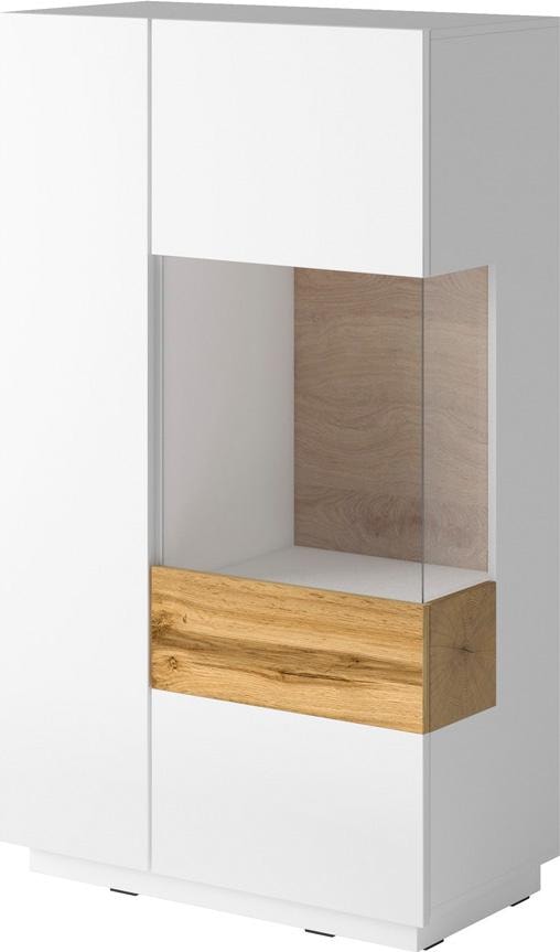 OTTO home, Vitrine »SILKE« Höhe 138,5 cm, weiß Hochglanz/votaneichefarben,