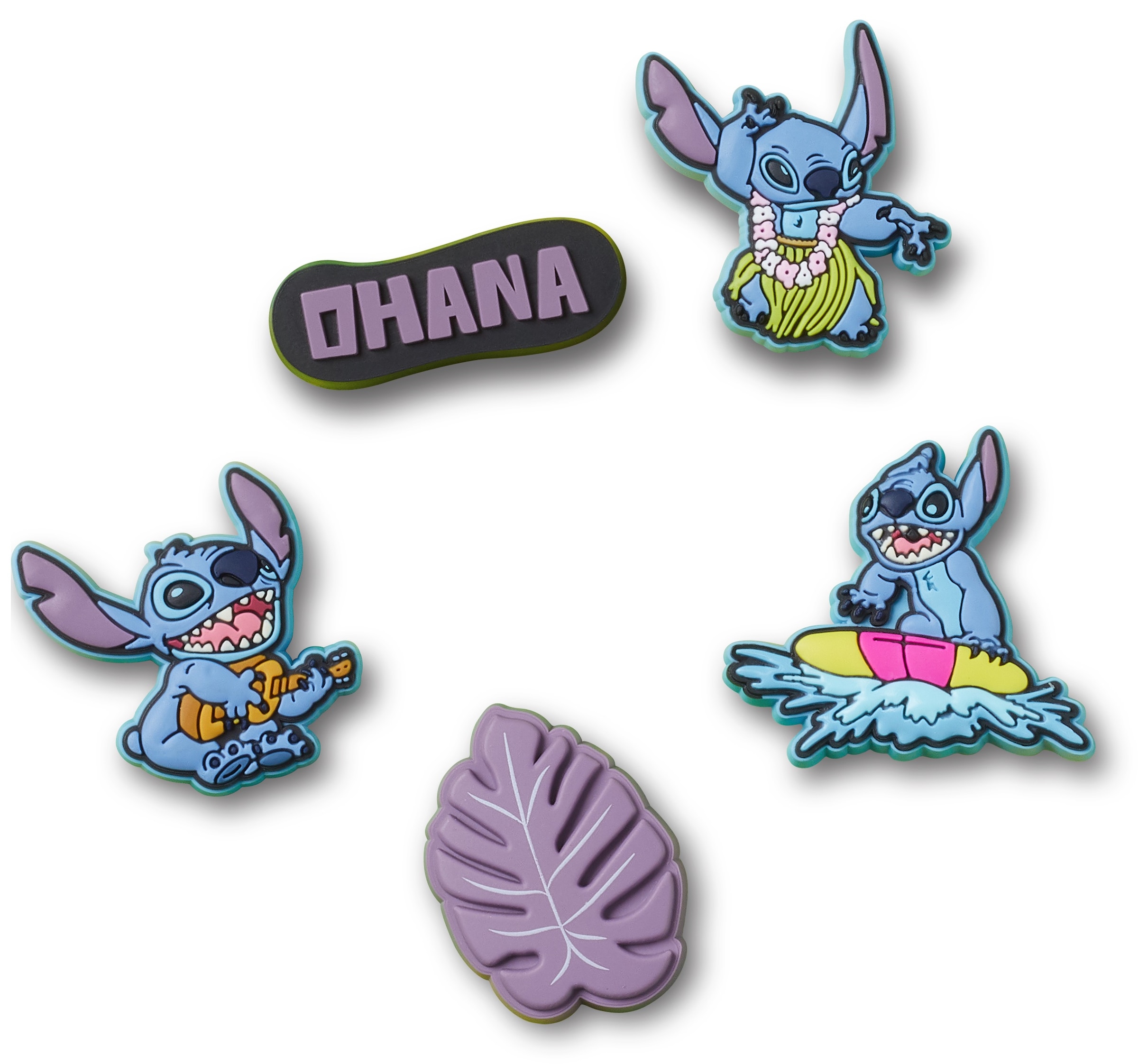 Crocs Schuhanstecker »Jibbitz™ Stitch Tropical«, (Set, 5 tlg., Kein Spielzeug. Nicht für Kinder unter 3 Jahren geeignet), Charm, Anstecker, Schuh-Anstecker von Lilo und Stich