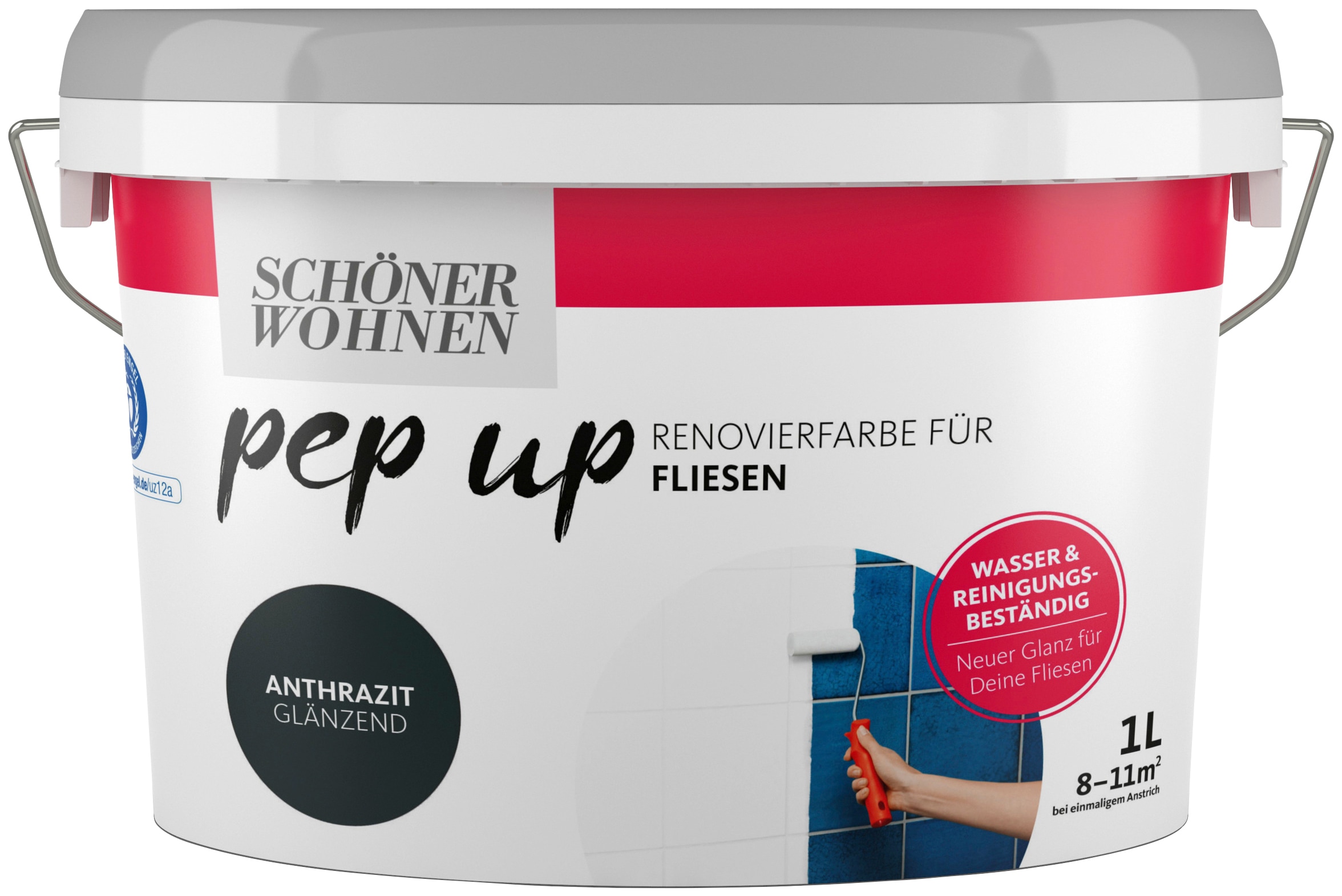 für Liter, bei SCHÖNER FARBE Renovierfarbe 1 up »pep WOHNEN anthrazit«, glänzend, Fliesenlack online UNIVERSAL Fliesen - anthrazit,