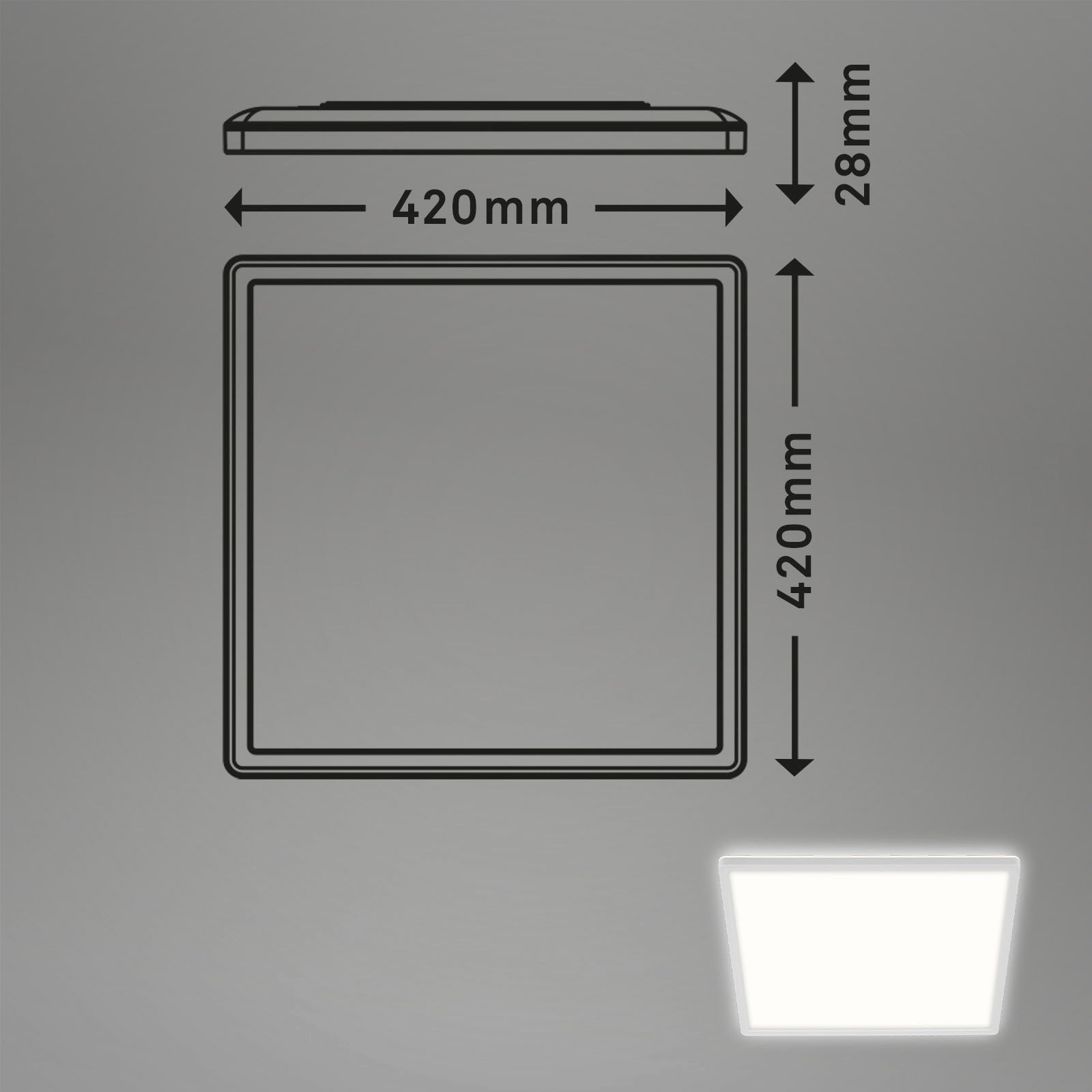 Briloner Leuchten LED Panel »7158416 SLIM«, Leuchtmittel LED-Board | LED fest integriert, Deckenlampe, 42x42x2,9cm, Weiß, 22W, Wohnzimmer, Schlafzimmer, Küche