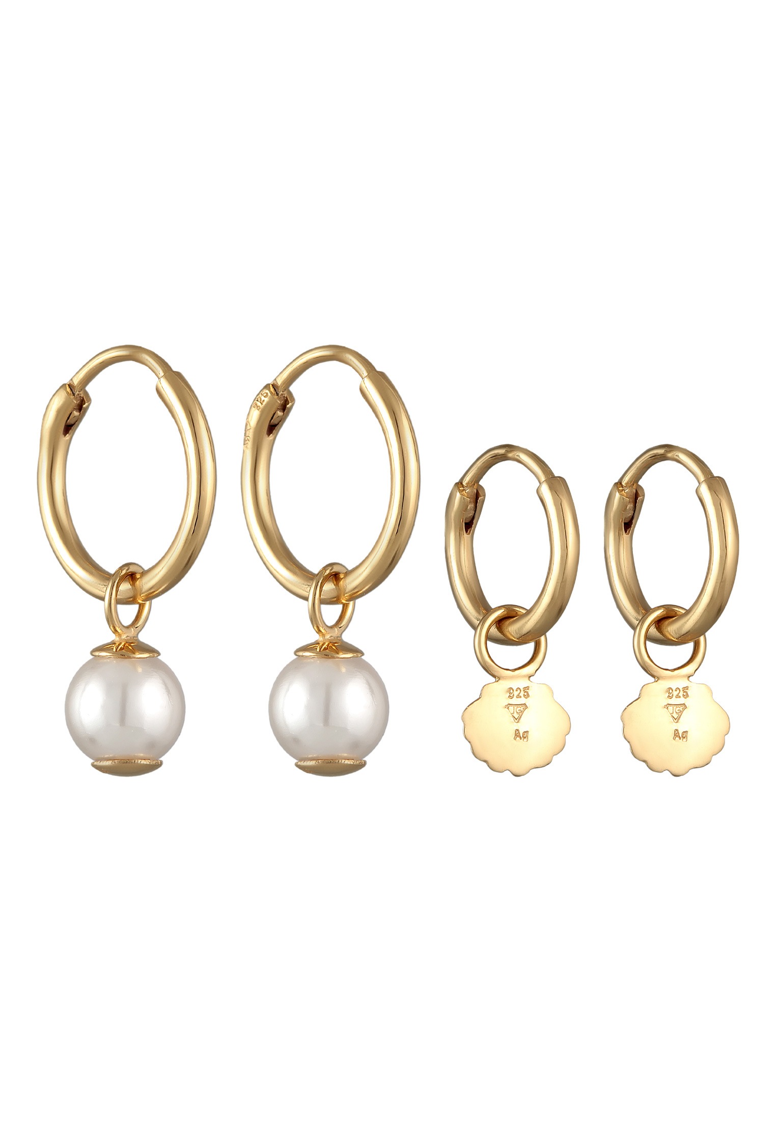 Elli Ohrstecker-Set »Ohrringe Creolen Set Muschelkernperle Muschel 925 Silber«