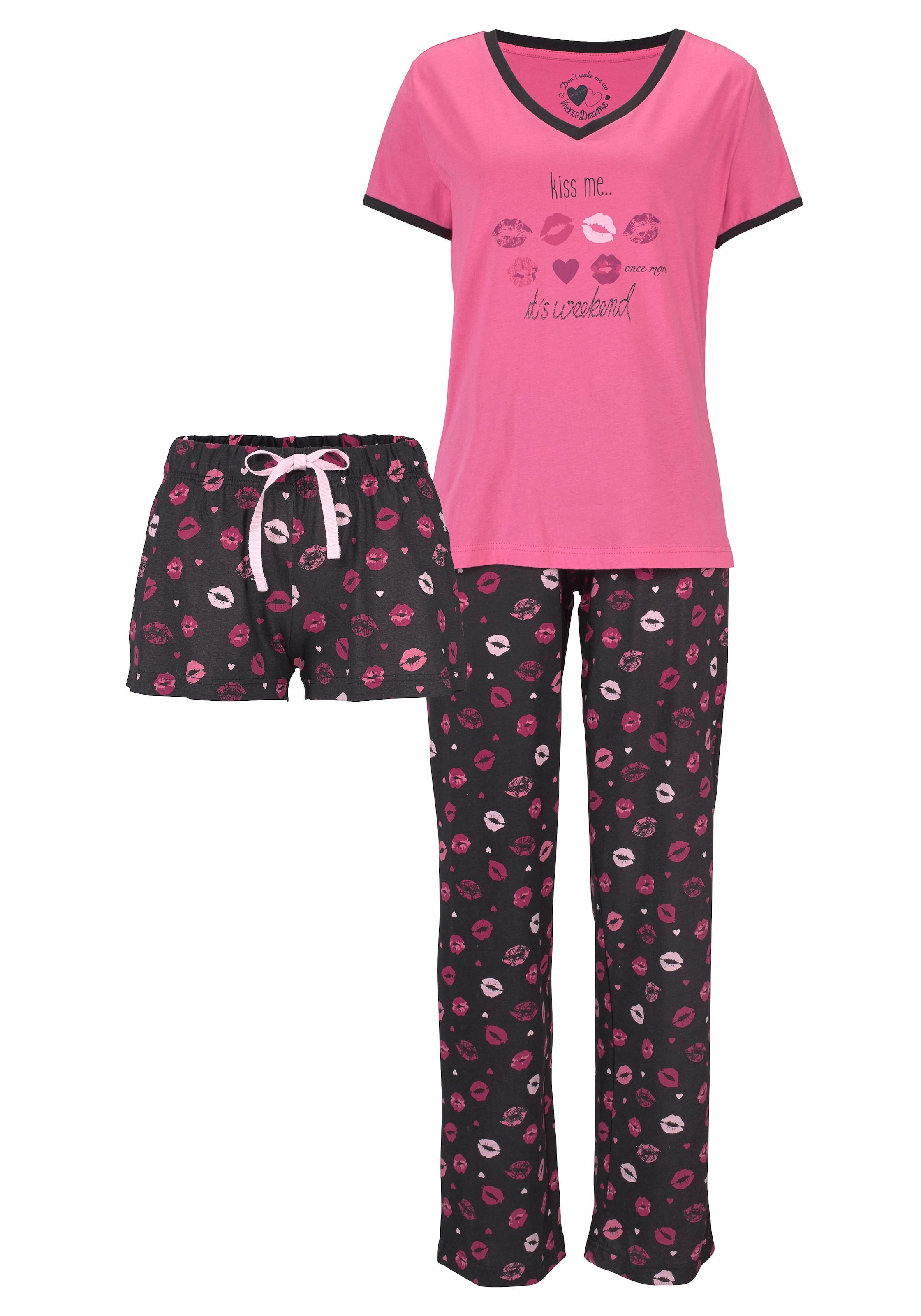 Vivance bei Pyjama, mit tlg.), (3 Kussmund Dreams Print ♕