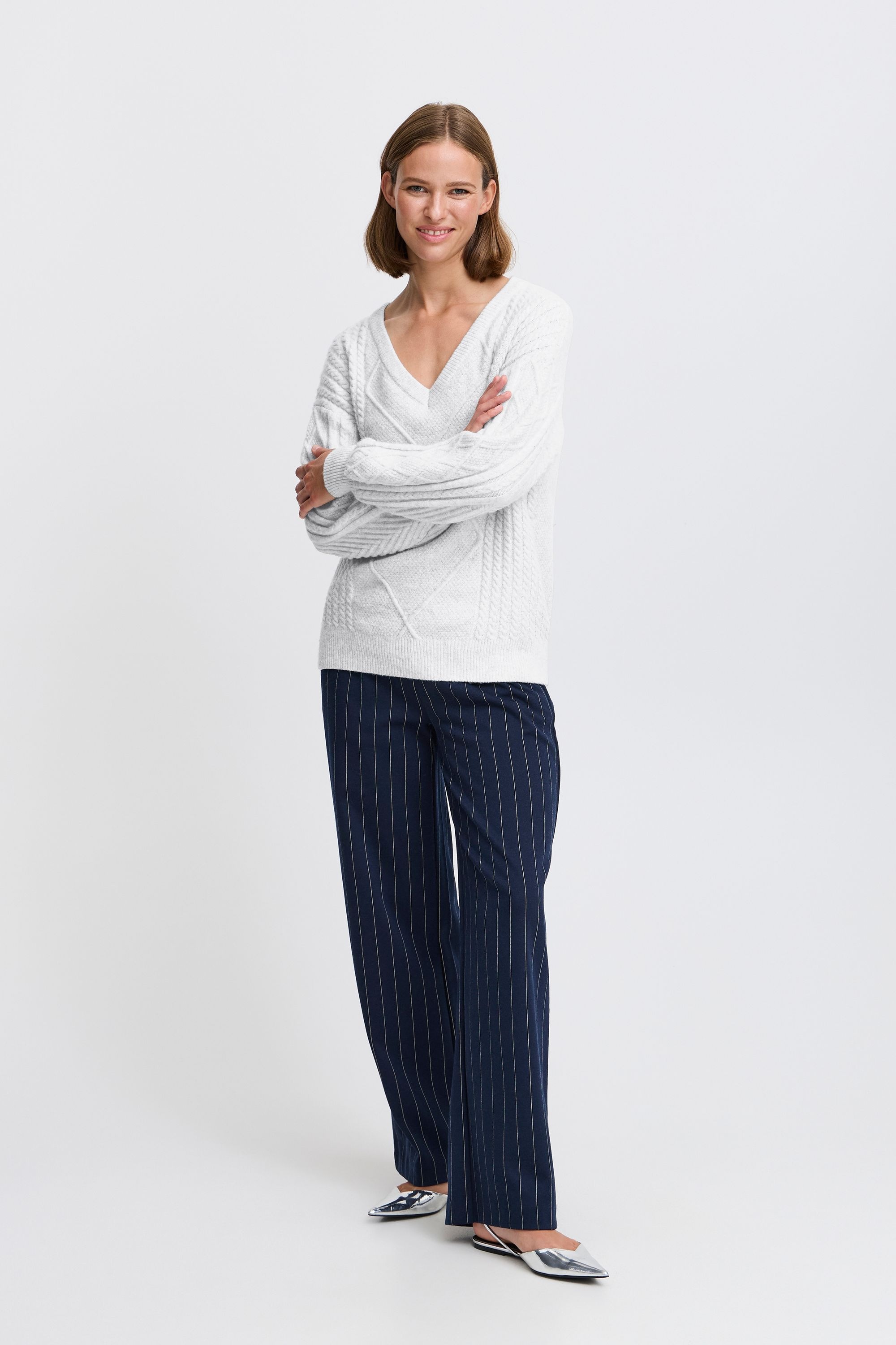 b.young Strickpullover »Strickpullover BYMEDI VNECK JUMPER -«