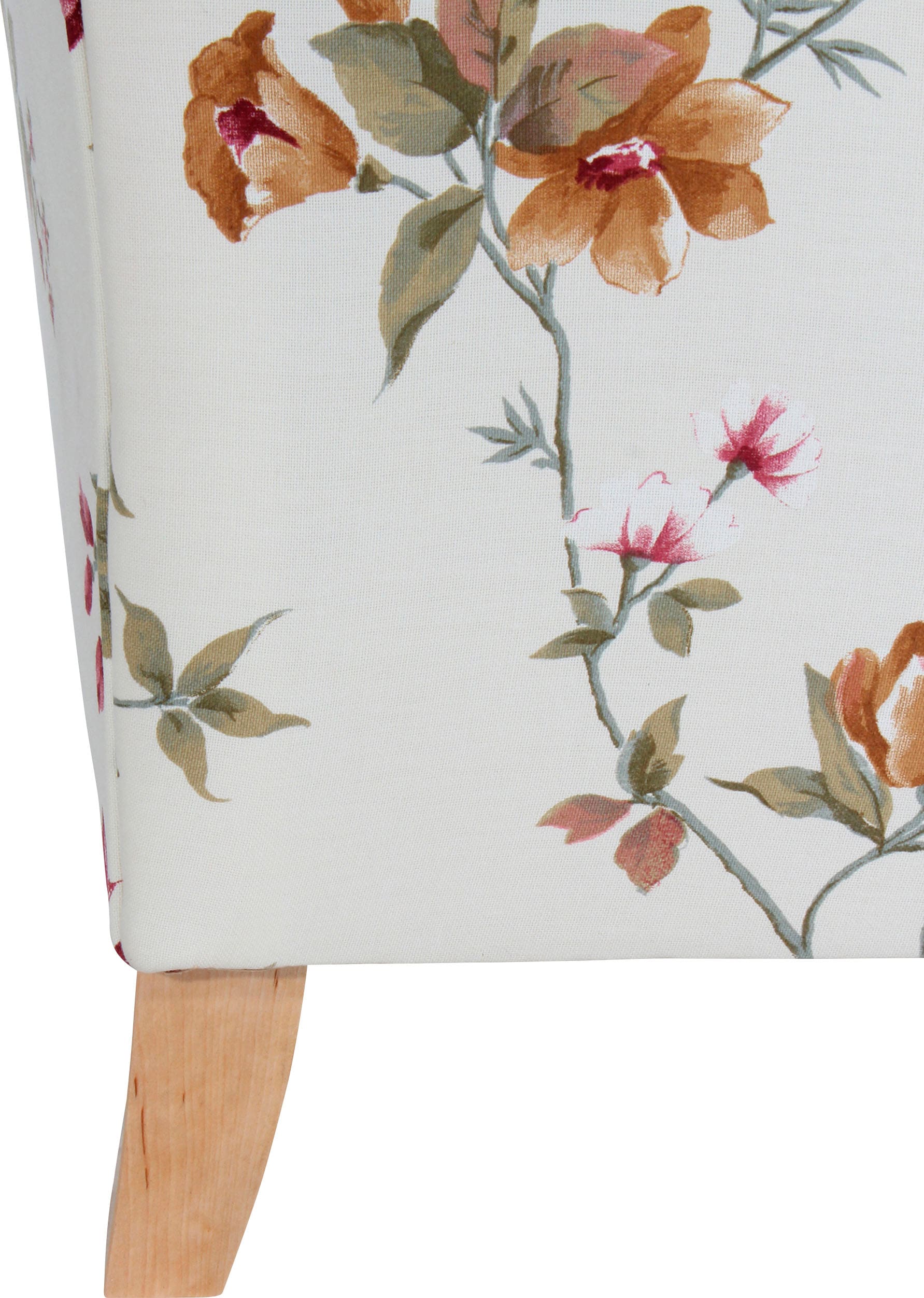 Max Winzer® Ohrensessel »Luke, Hochlehnsessel mit komfortablem Federkern«, mit Kederverzierung, mit Blumenmuster, floraler Bezug
