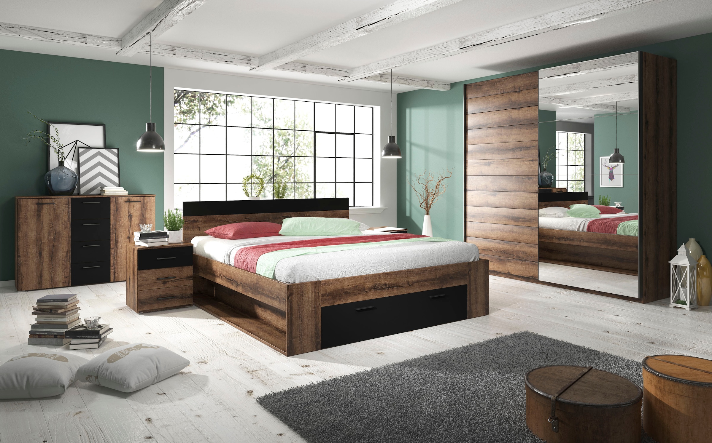 Home affaire Nachtkommode »Beta Breite 46 cm, moderner Nachtschrank«, Nachttisch, Nachtkonsole mit 3 Schubladen