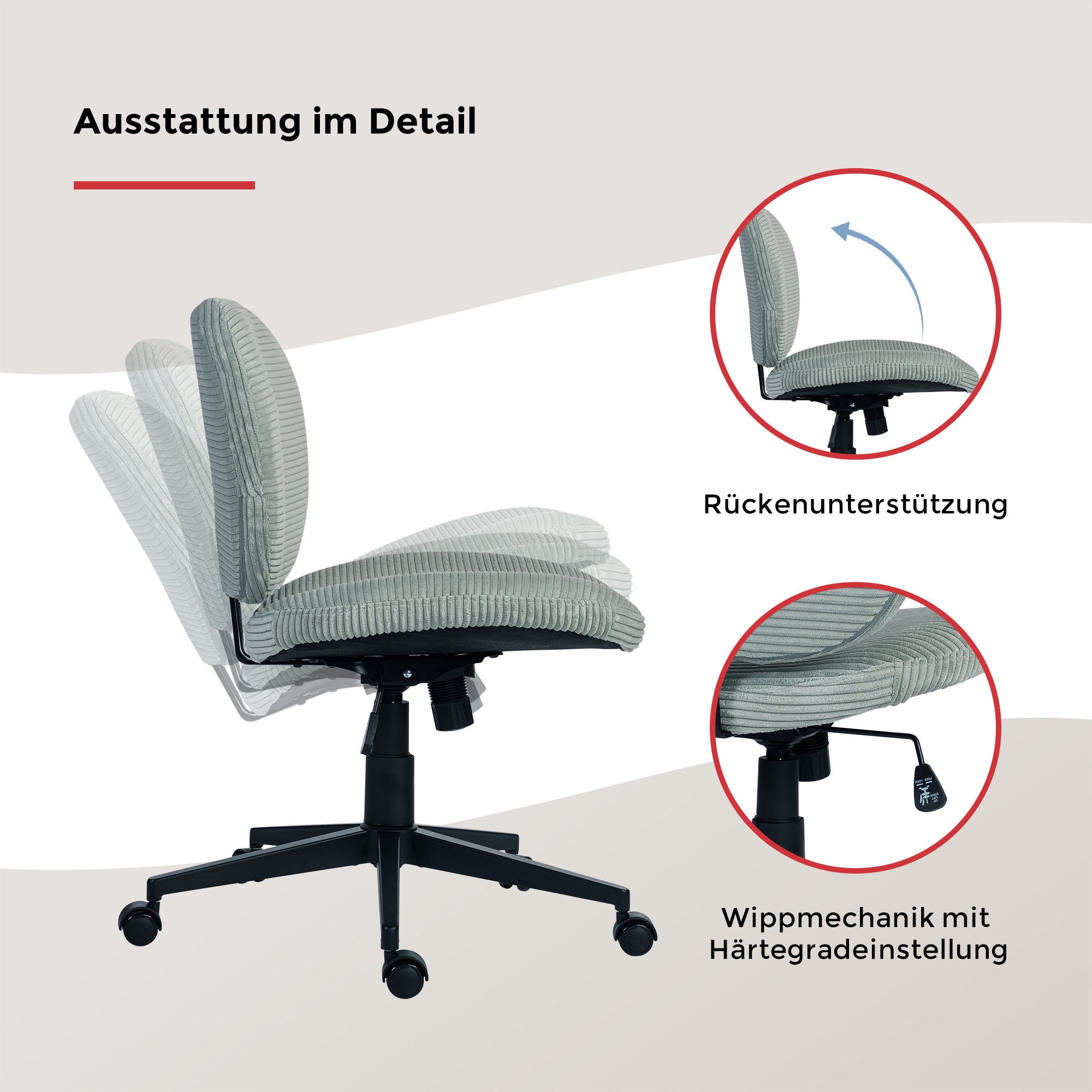 Duo Collection Drehstuhl »Tilo« () 1 Stk.Sitzhöhenverstellung, Wippmechanik, Sicherheitsdoppelrollen