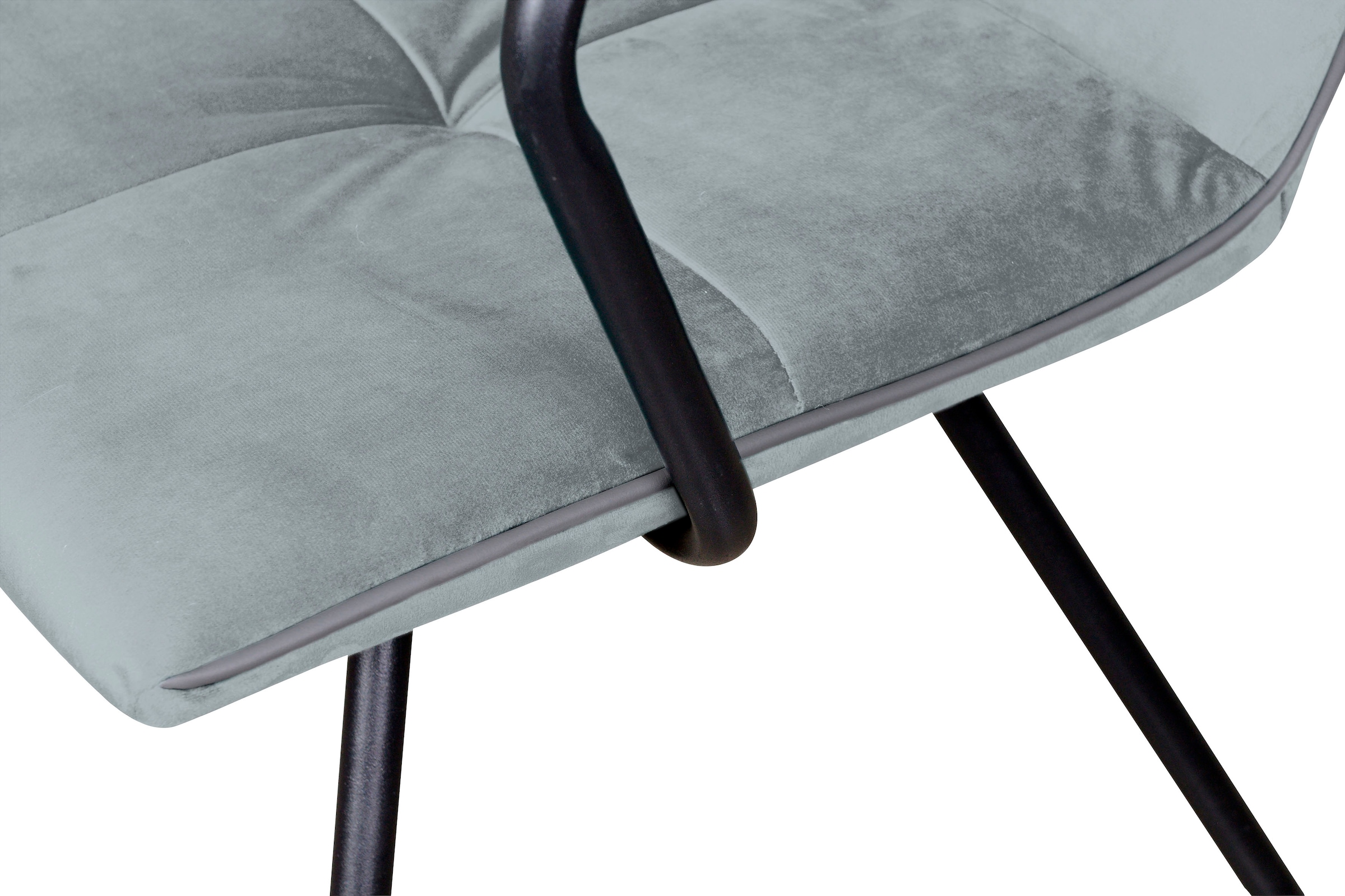 Kayoom Polsterstuhl »Stuhl Eaden 225 2er-Set, samtiger Stoffbezug, Paspel aus Kunstleder«, (Set), 2 St., stilvoll, pflegeleicht, zeitgemäße Farbgebung, samtiger Stoffbezug