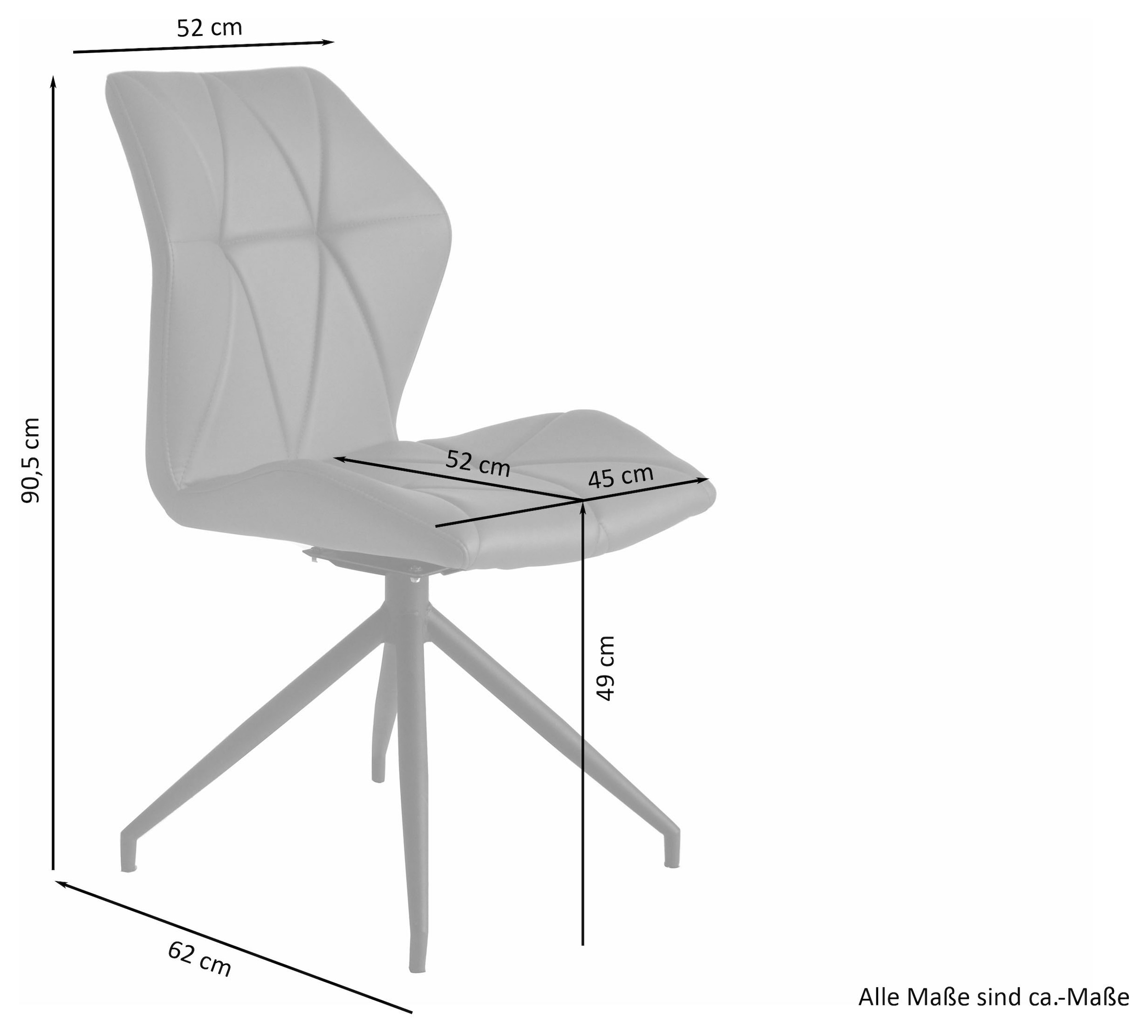 byLIVING Esszimmerstuhl »Imke«, (Set), 2 St., Kunstleder, 2er-Set, gemütlicher Esszimmerstuhl mit Steppung, 360 Grad drehbar