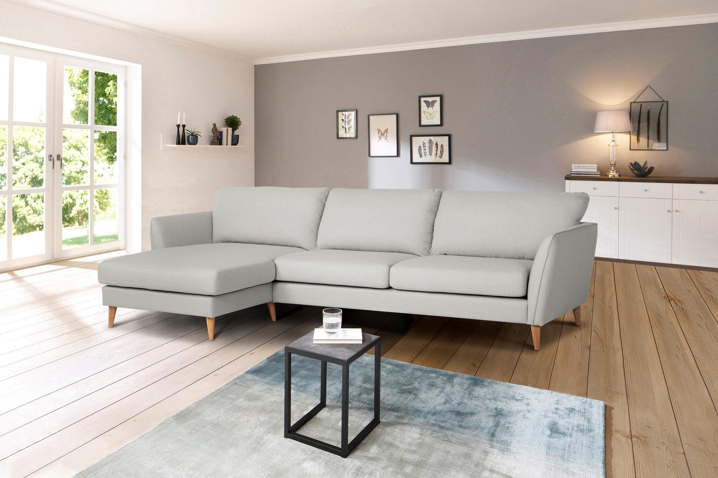 Home affaire Ecksofa »Meersburg, L-Form,«, mit Holzfüßen
