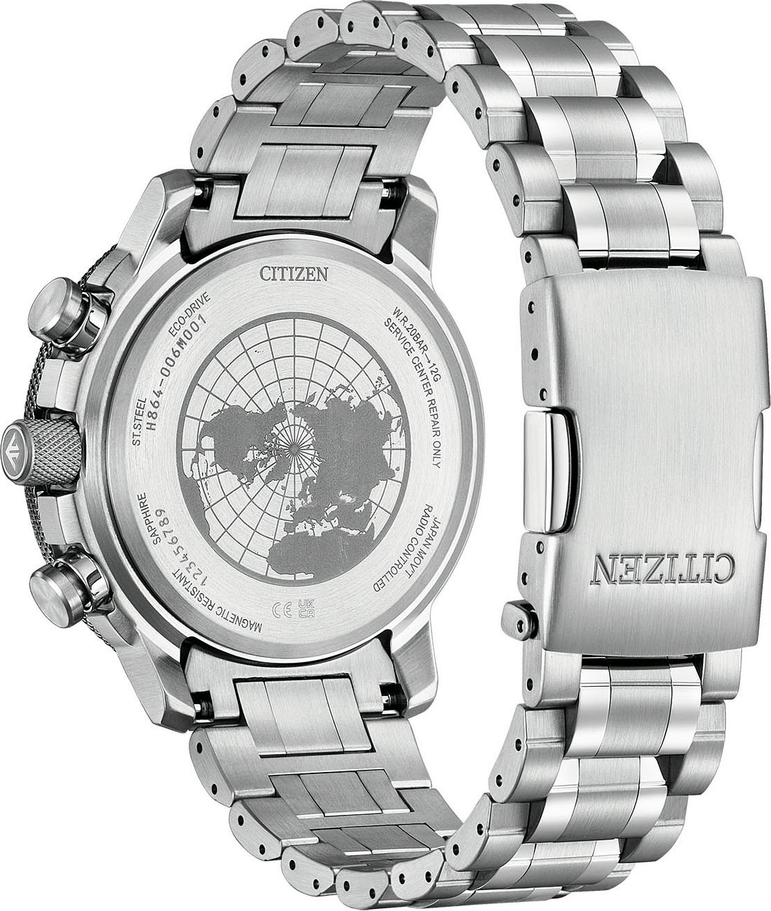 Citizen Funk-Multifunktionsuhr »Promaster Geo Trekker«, Armbanduhr, Solar, Herrenuhr, Edelstahlarmband, analog