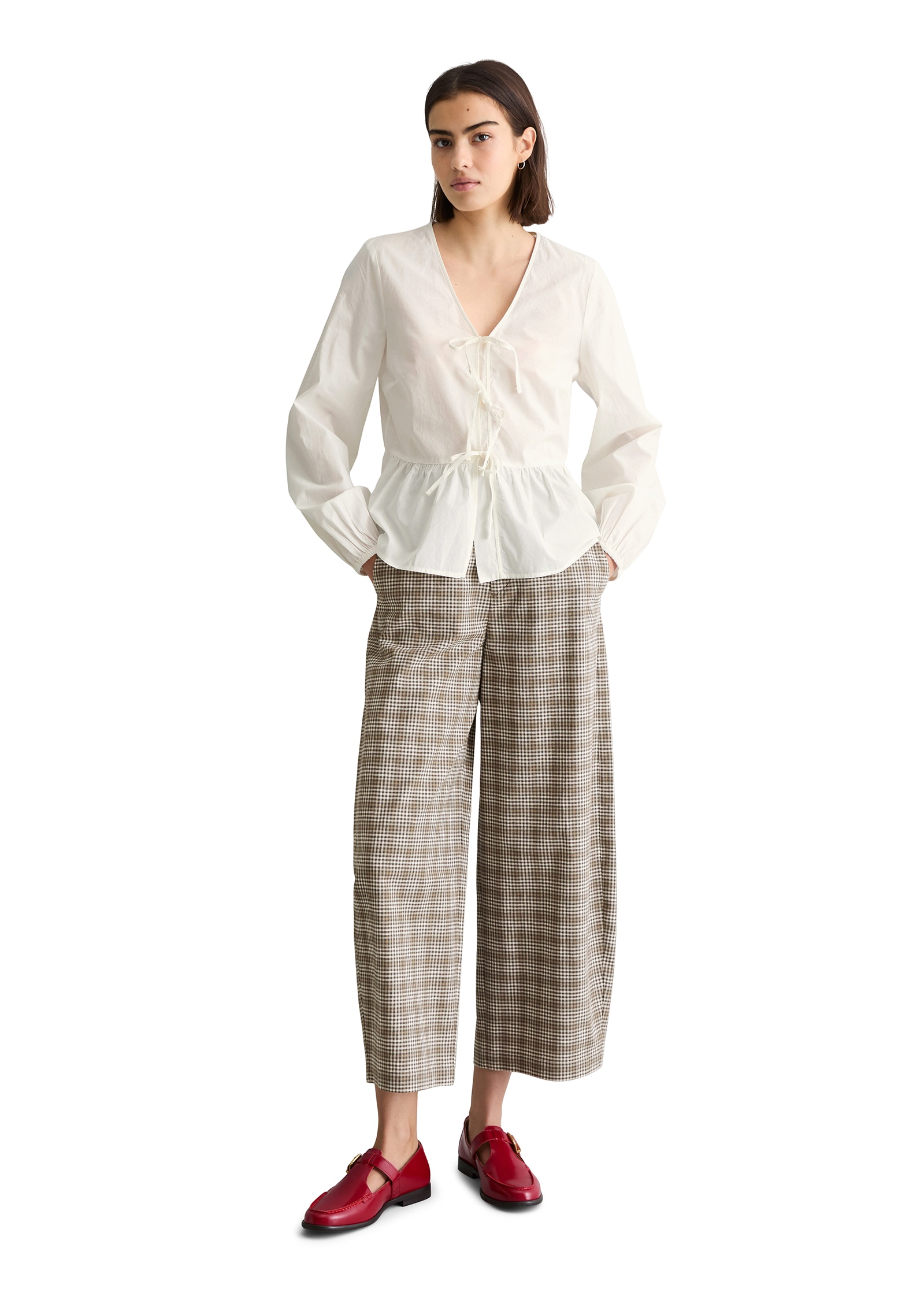 Marc O'Polo DENIM Langarmbluse Schleifendetails relaxed fit aus reiner Bio-Baumwolle