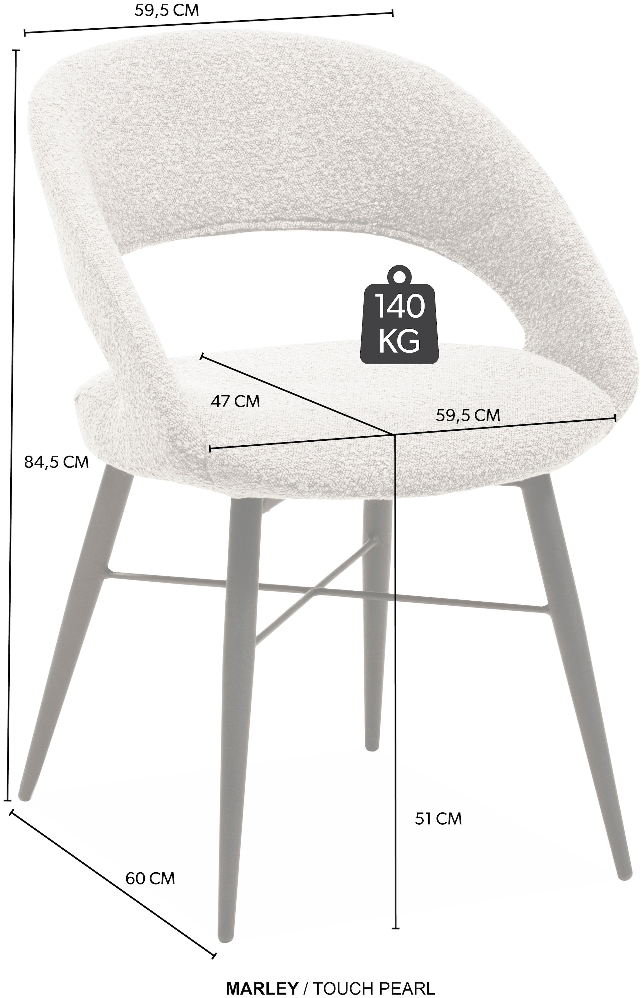 OMG Design Esszimmerstuhl »Marley« (Set) 1 Stk.mit modernem Cut-Out, Bouclé Bezug