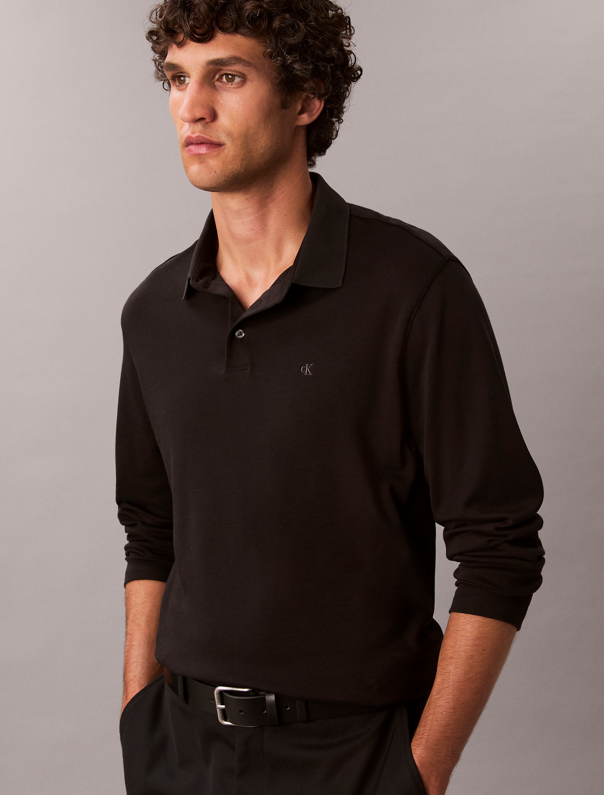 Calvin Klein Langarm-Poloshirt »LS SUPIMA COTTON SOLID POLO« regular fit mit Rundhalsausschnitt