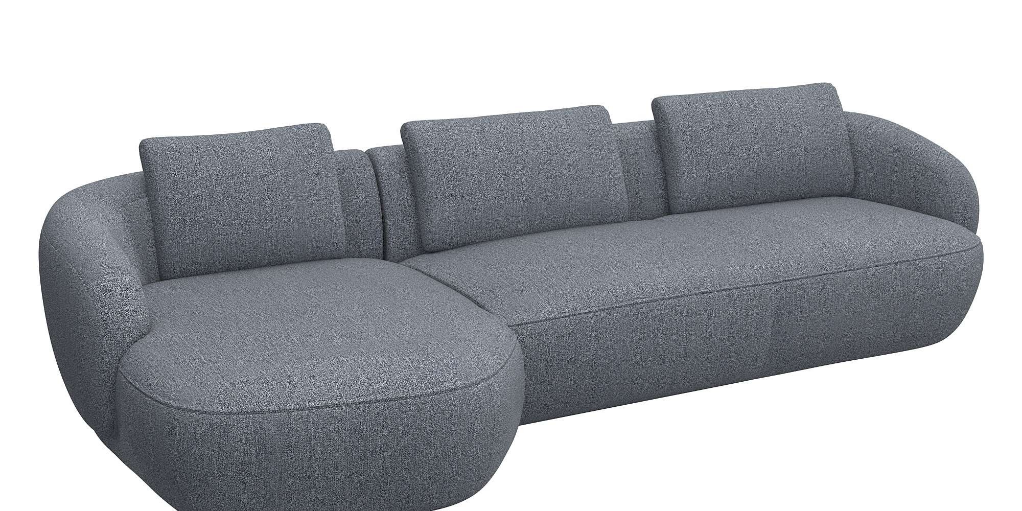 FLEXLUX Wohnlandschaft »Torino, rund, L-Form, Sofa-Ecke mit Recamiere, Longchair-Sofa«, Modernes, organisches Sofa-Design, Kaltschaum, Wellenunterfederung