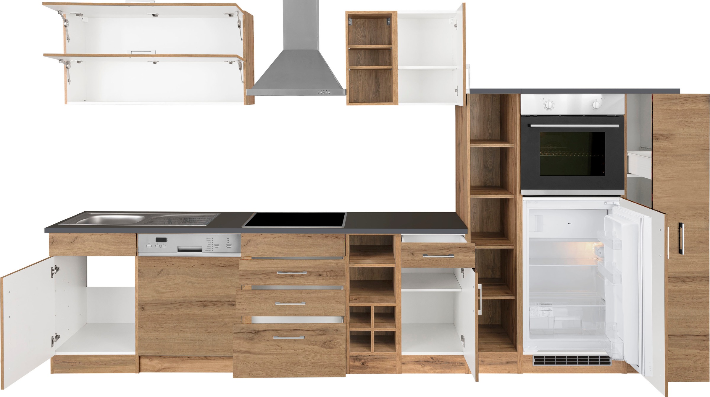 KOCHSTATION Küchenzeile »KS-Colmar« mit E-Geräten, Breite 360 cm