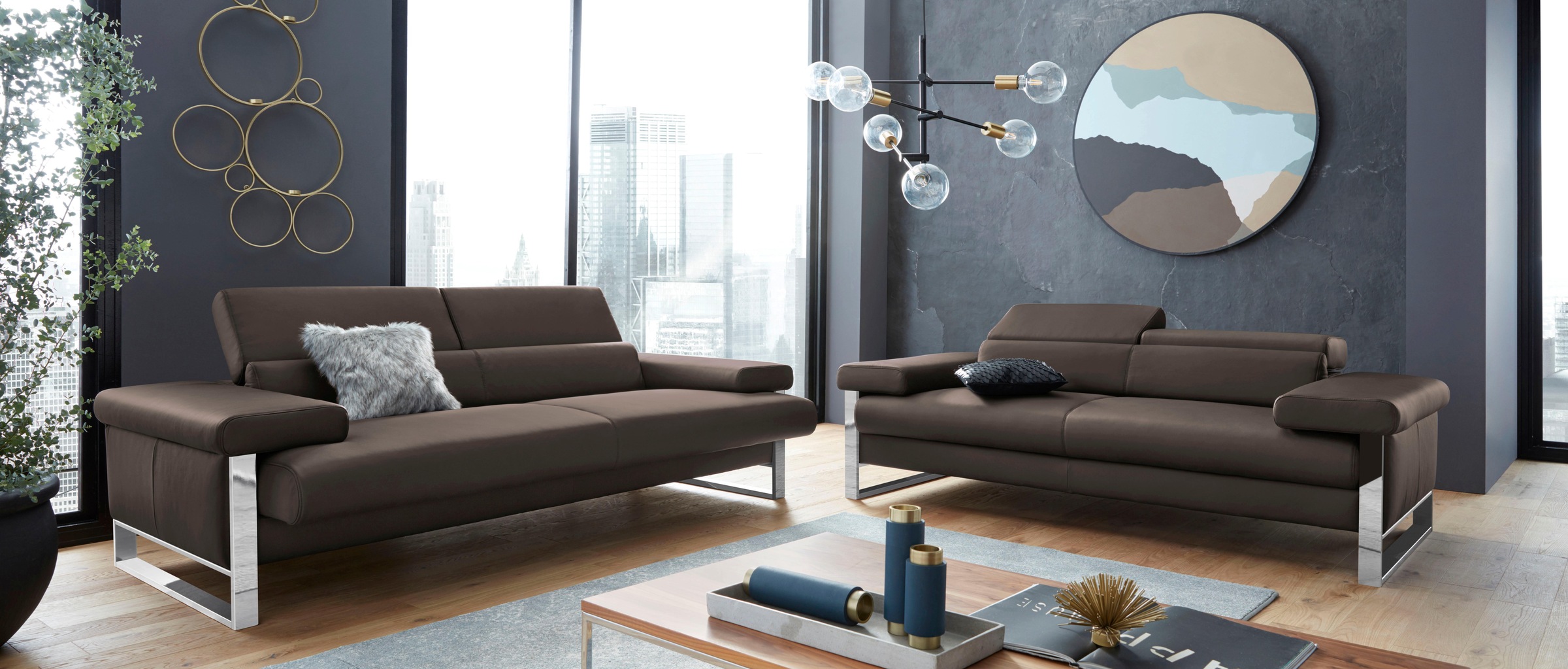 W.SCHILLIG 2-Sitzer »finn«, German Design Award 2016, Fußgestell Chrom glänzend, Breite 210 cm