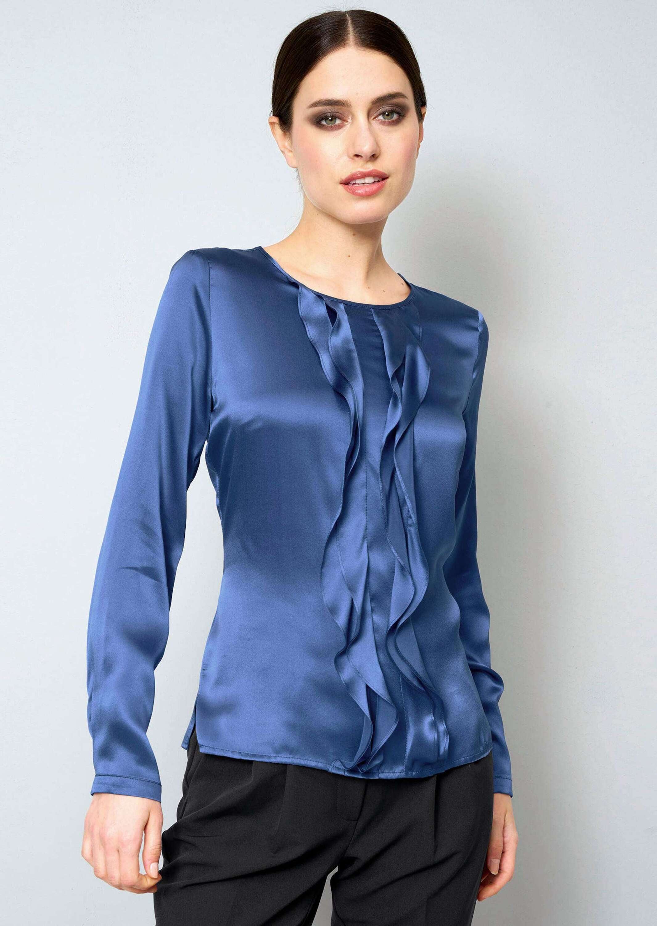 Alba Moda Langarmbluse »Seidenbluse Seidenbluse mit Volants«