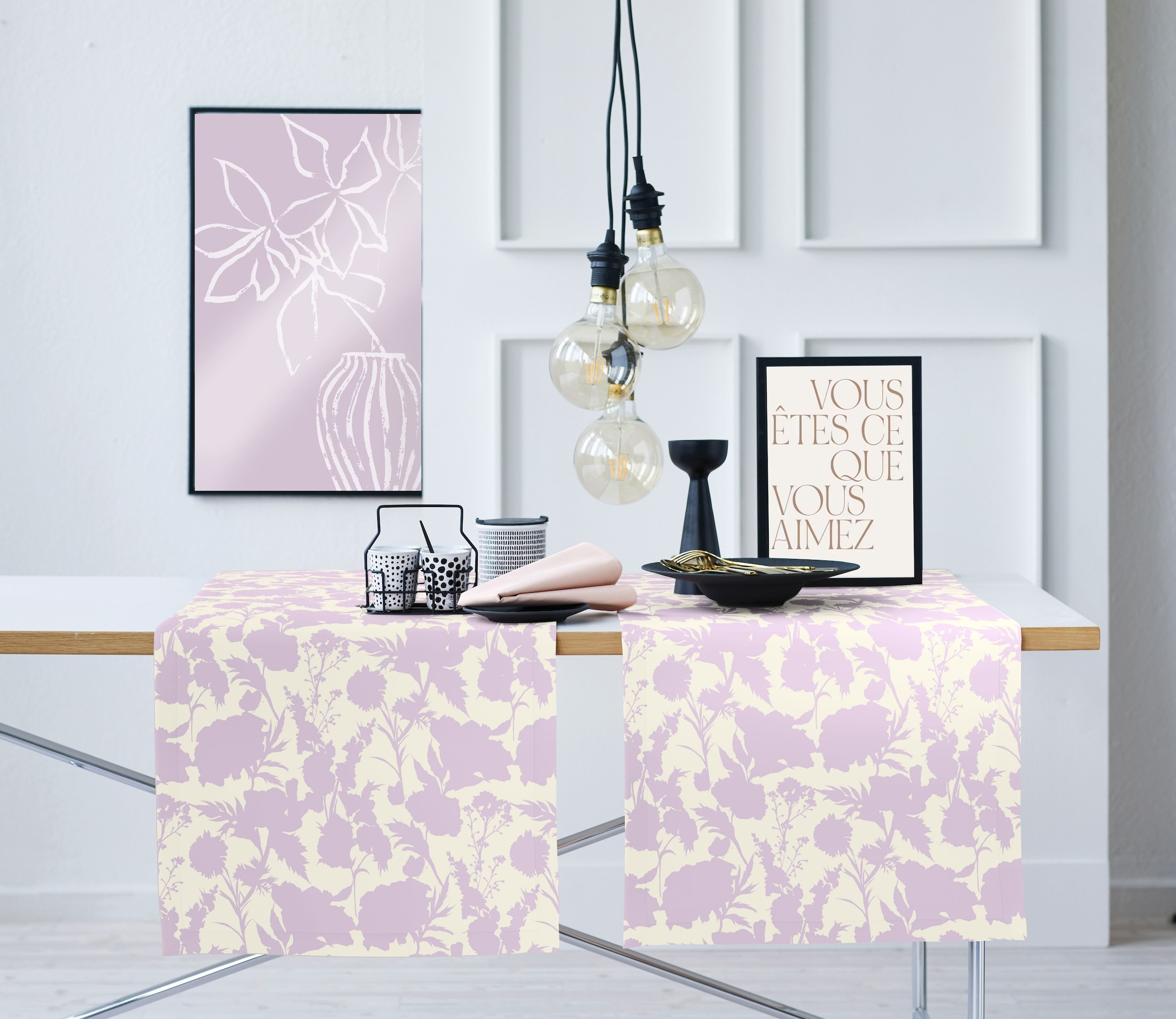 APELT Tischdecke »7002« Stilisierte Sommerblüten als Faux-Uni all-over