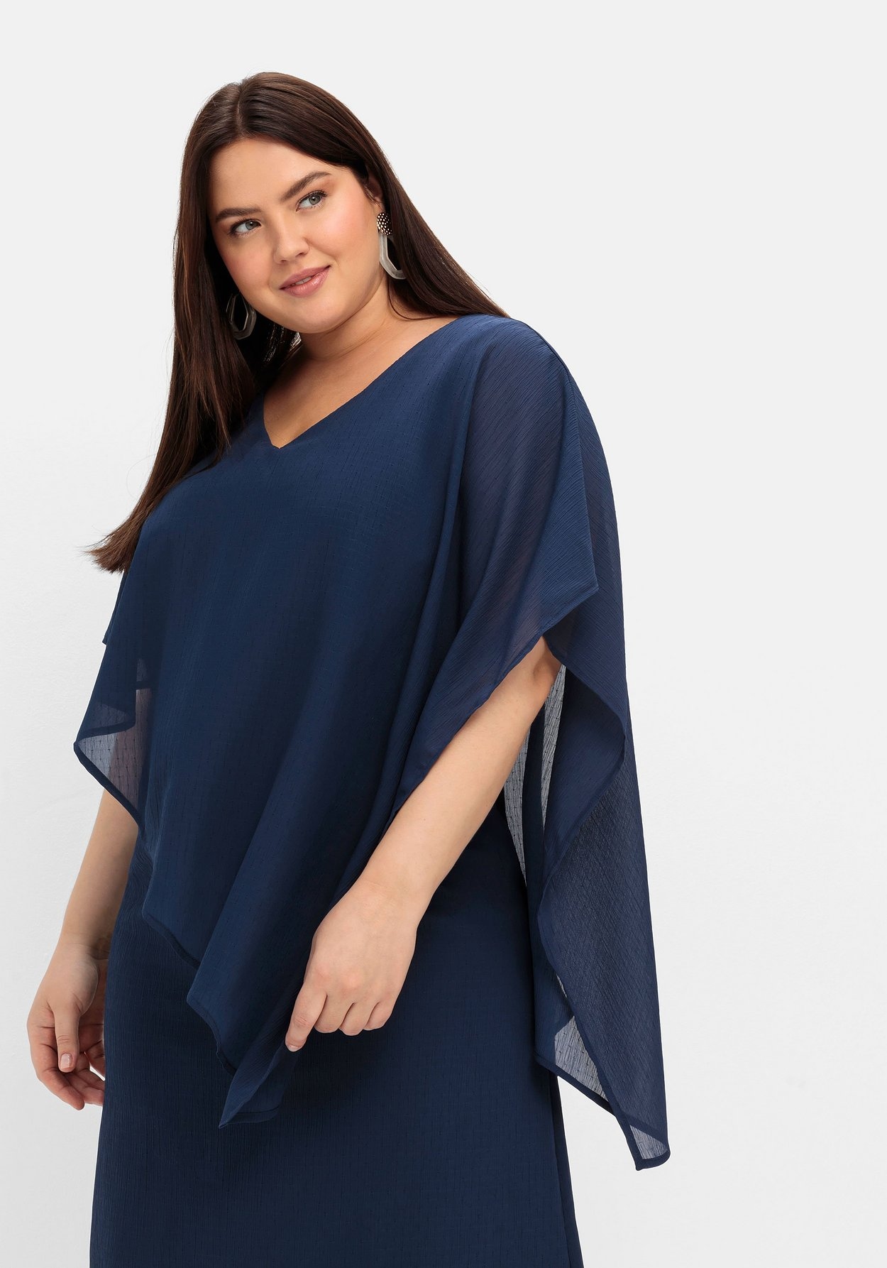 Sheego Cocktailkleid »Cocktailkleid mit asymetrischem Cape«, mit asymetrischem Cape