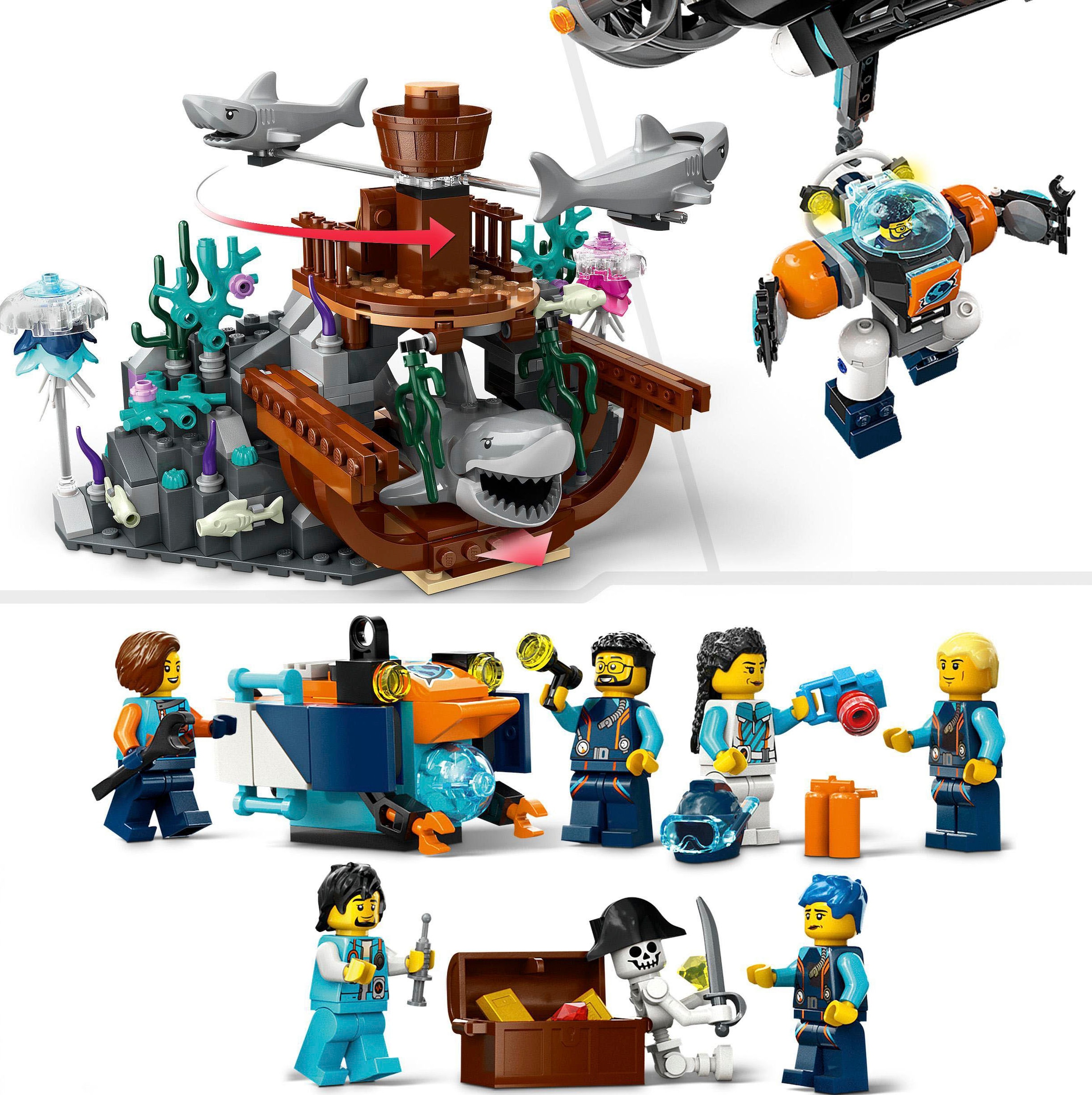 LEGO® Konstruktionsspielsteine »Forscher-U-Boot (60379), LEGO® City«, (842 St.), Made in Europe