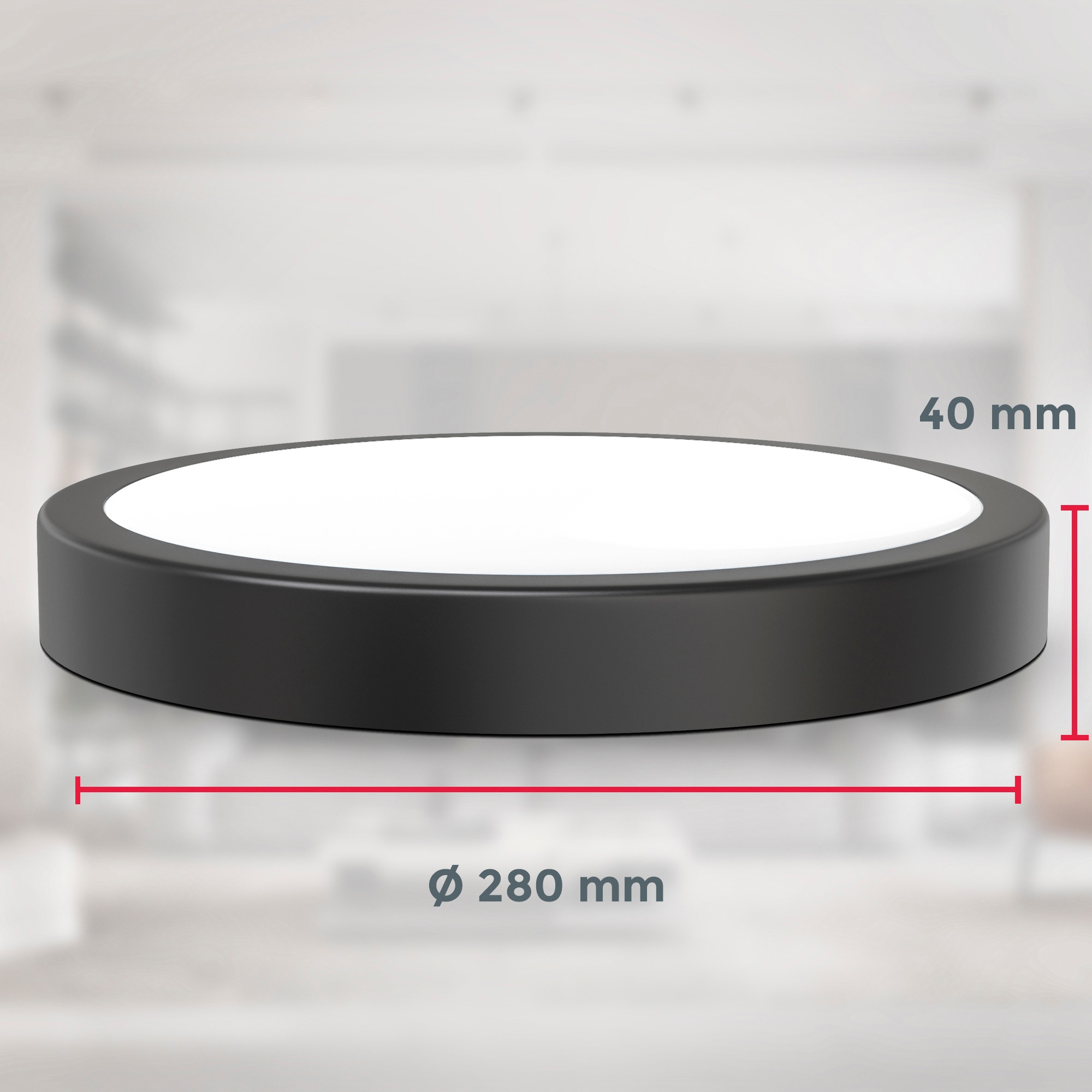 B.K.Licht LED Deckenleuchte »BK_DL1520 LED Deckenlampe, Ø28cm, 18 Watt, Schwarz«, 1 flammig, Leuchtmittel LED-Modul | LED fest integriert, 2.000 Lumen, 4000K neutralweißes Licht, Küchenlampe, Wohnzimmer