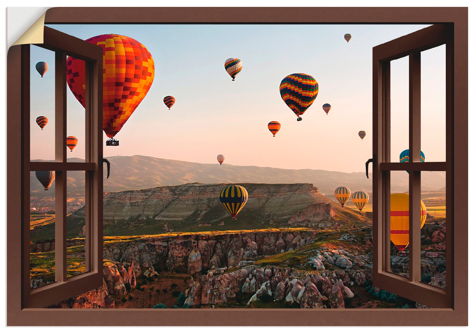 Artland Wandbild »Fensterblick Kappadokien Ballonfahrt«, Ballonfahren, (1 St.), als Leinwandbild, Poster, Wandaufkleber in verschied. Größen