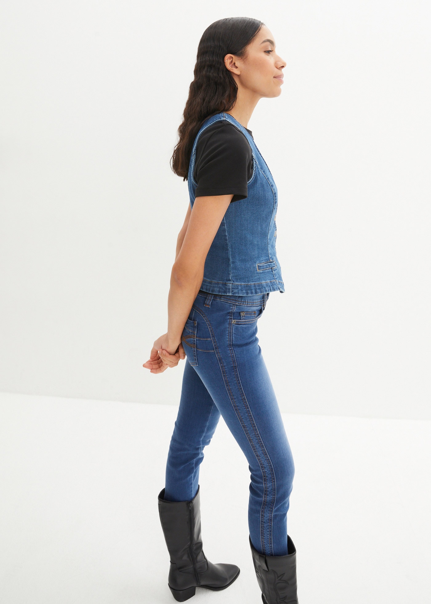 bonprix Jeansweste »Stretch-Jeansweste« aus Baumwollmischung, taillierte Passform, mit Knopfleiste
