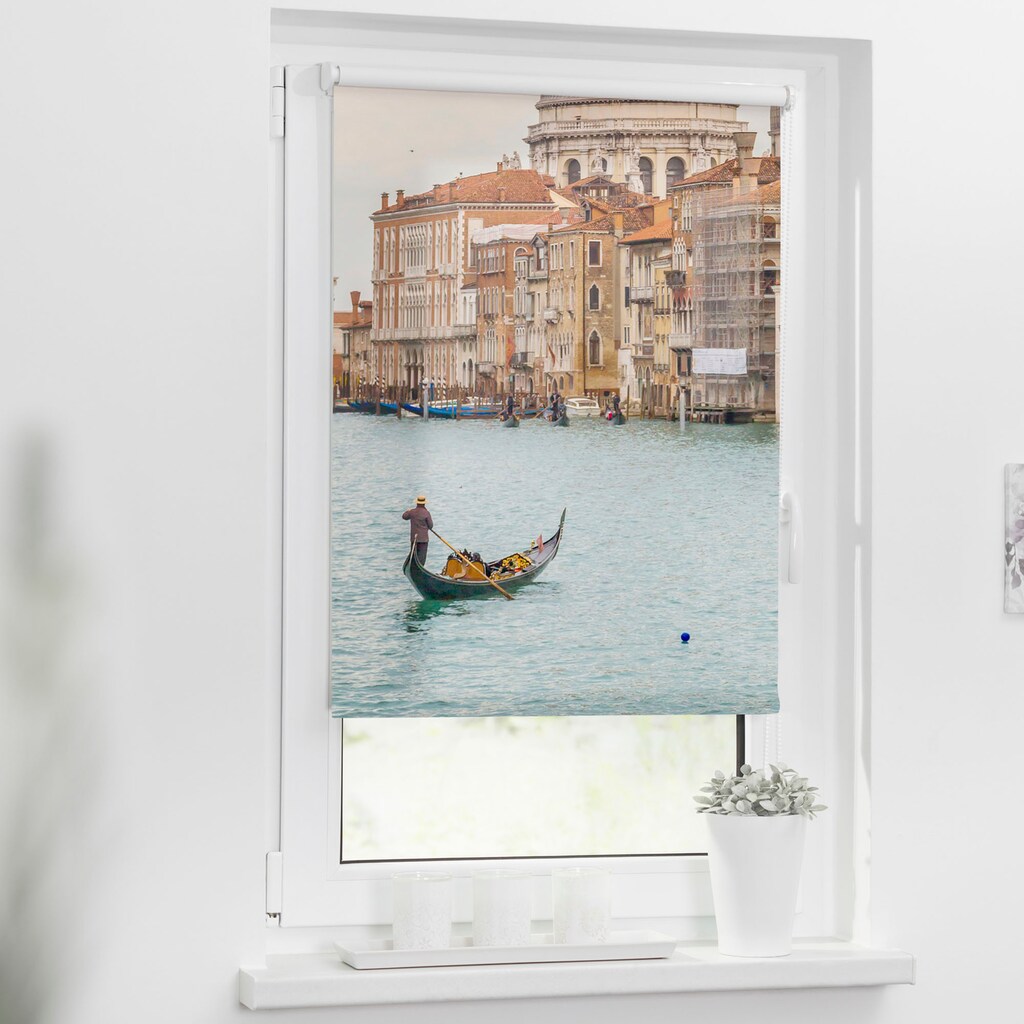 LICHTBLICK ORIGINAL Seitenzugrollo »Klemmfix Motiv Venedig Canal Grande«, Lichtschutz, ohne Bohren, freihängend