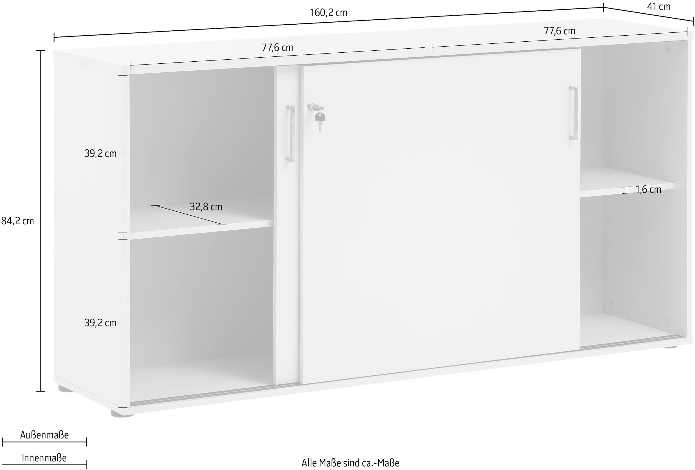 Schildmeyer Aktenschrank »Serie 1500«, abschließbare Kommode, Maße B160,2 x T41 x H84,2 cm, Made in Germany