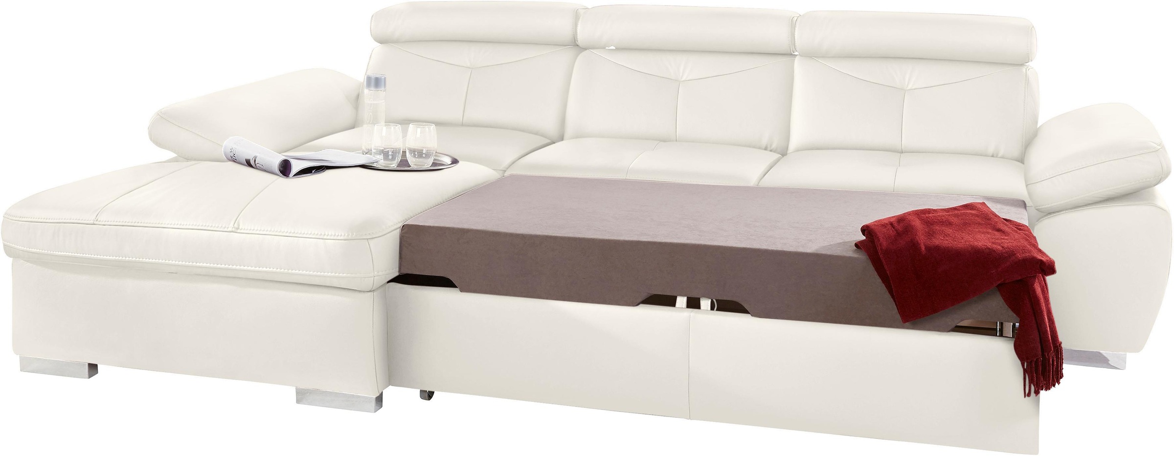 exxpo - sofa fashion Ecksofa »Spring, super bequem, mit Armteil- und Kopfteilfunktion«, L-Form, wahlweise mit Bettfunktion und Bettkasten