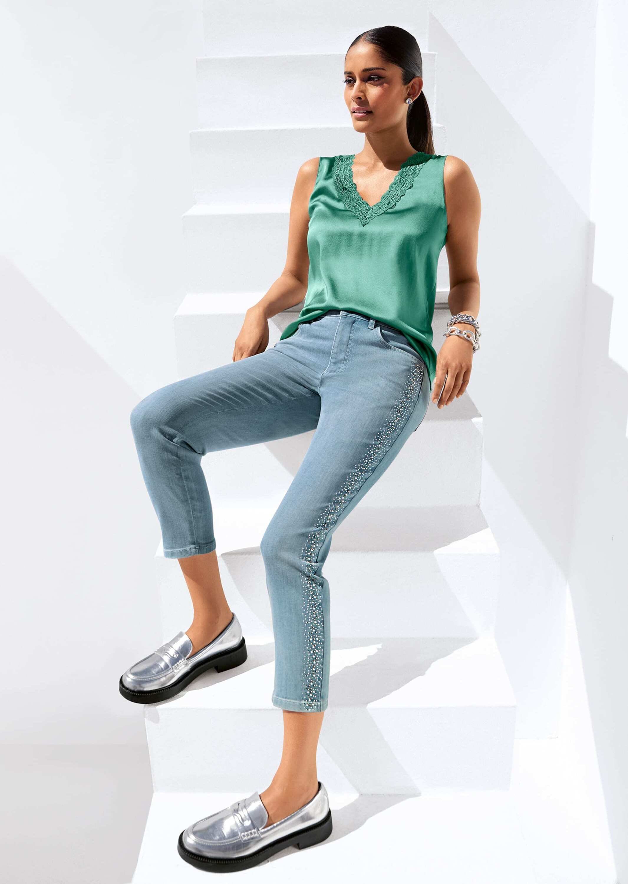 MADELEINE Regular-fit-Jeans »Jeans Moderne Steinchen-Jeans in 7/8-Länge«